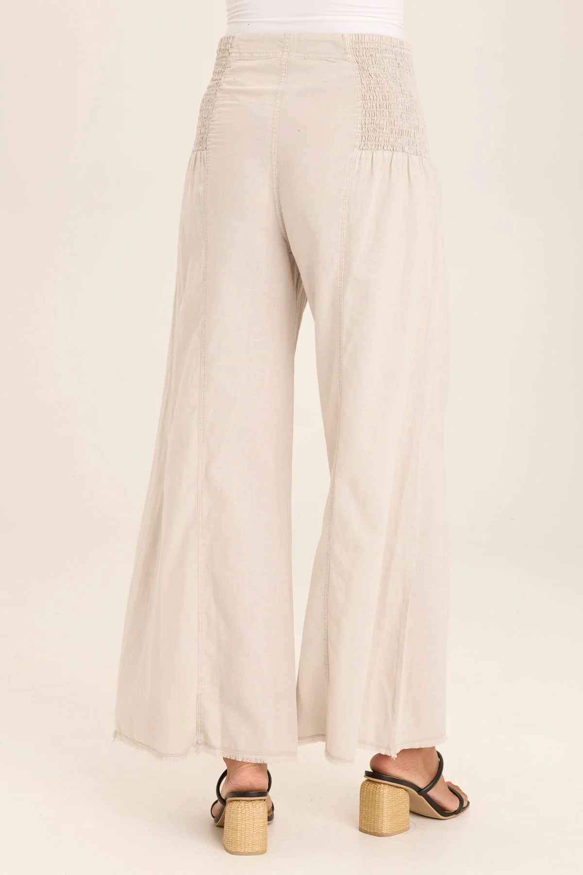 Kaj Wide Leg Cotton Linen Flare Pant - Shopern