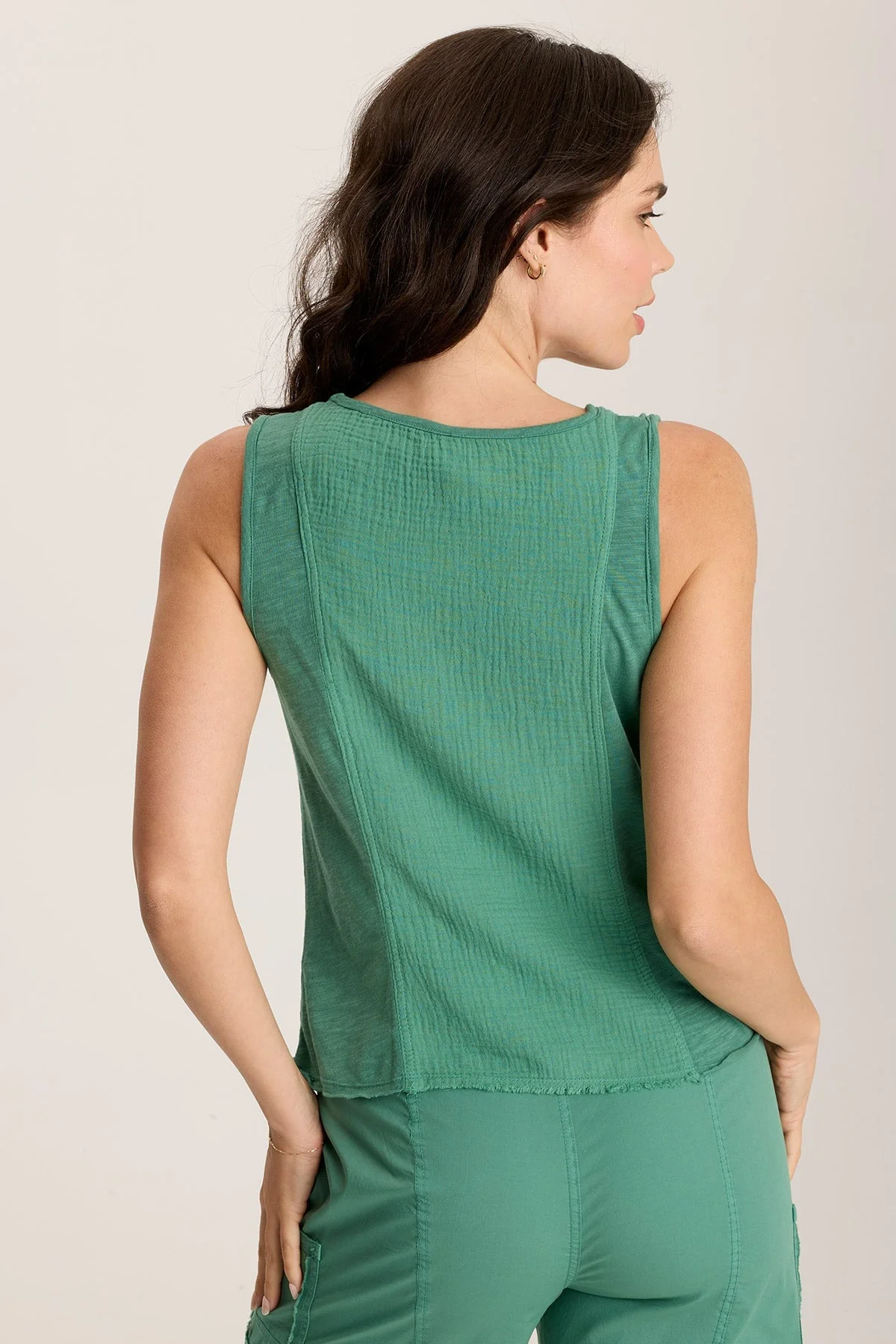 Kirkley Gauze/Jersey V-Neck Tank - Shopern