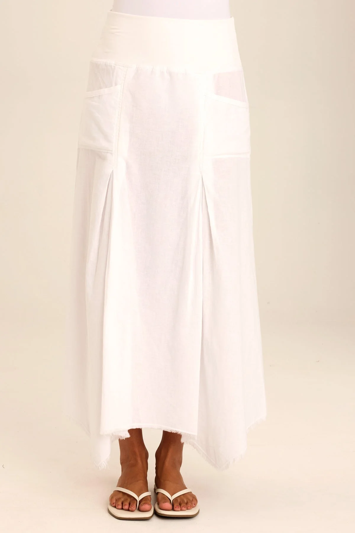 Triste Linen Bohemian Sharkbite Maxi Skirt - Shopern