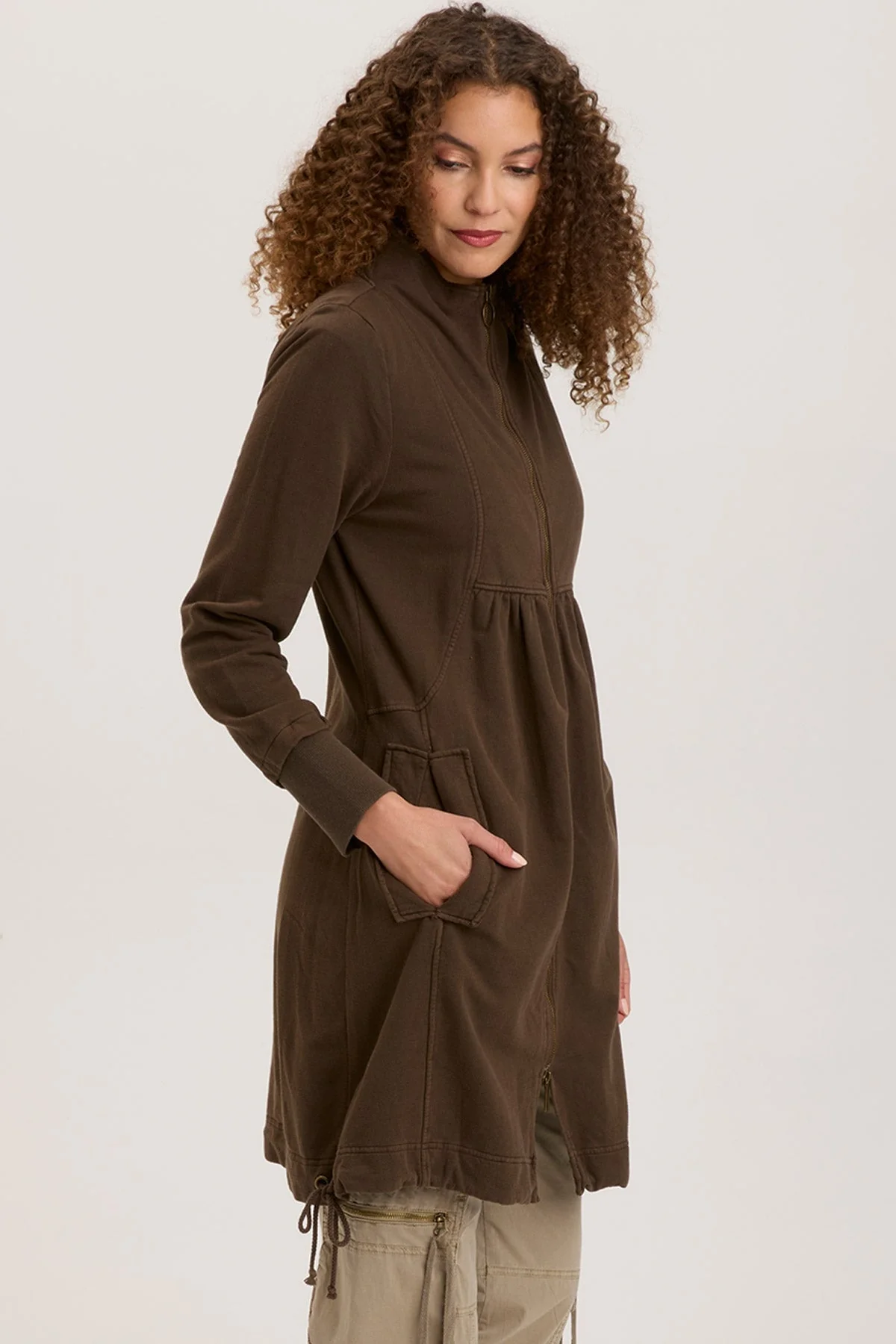Fleece Funnel-Neck Longcoat - Shopern