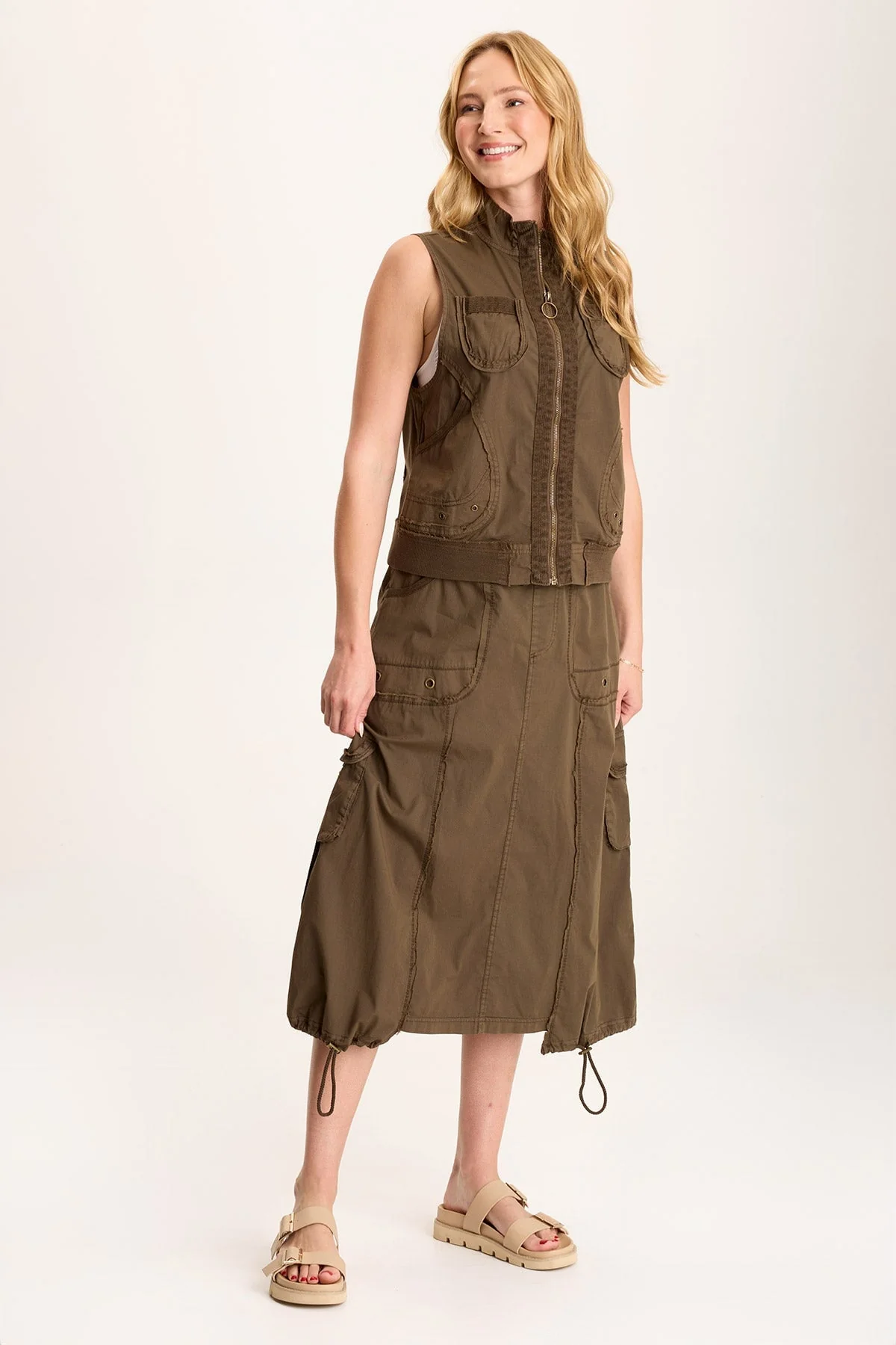 Grindelle Cargo Vest in Poplin and Jersey - Shopern