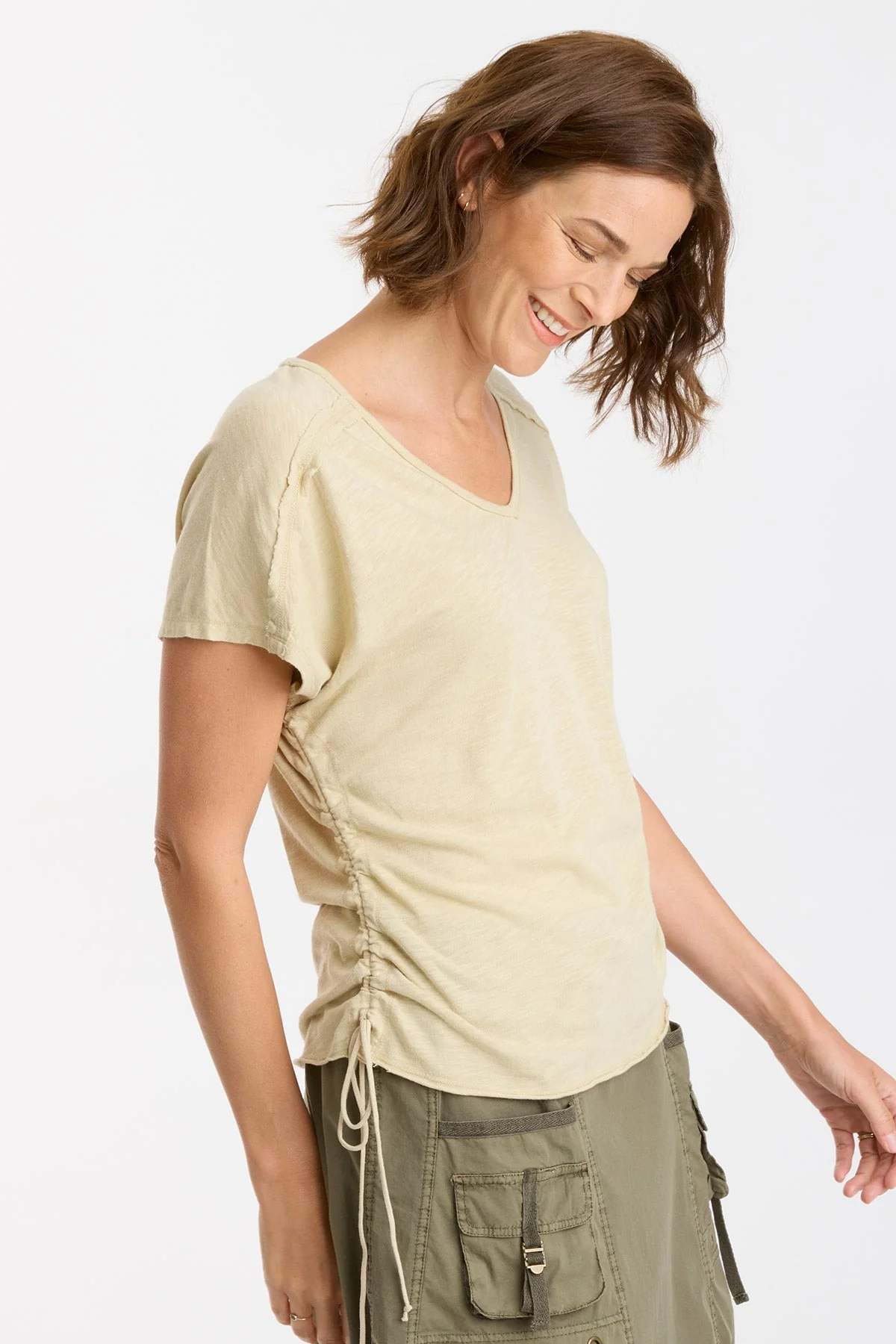 Diggory TeeDiggory Cinched Cord V-Neck Jersey Tee - Shopern