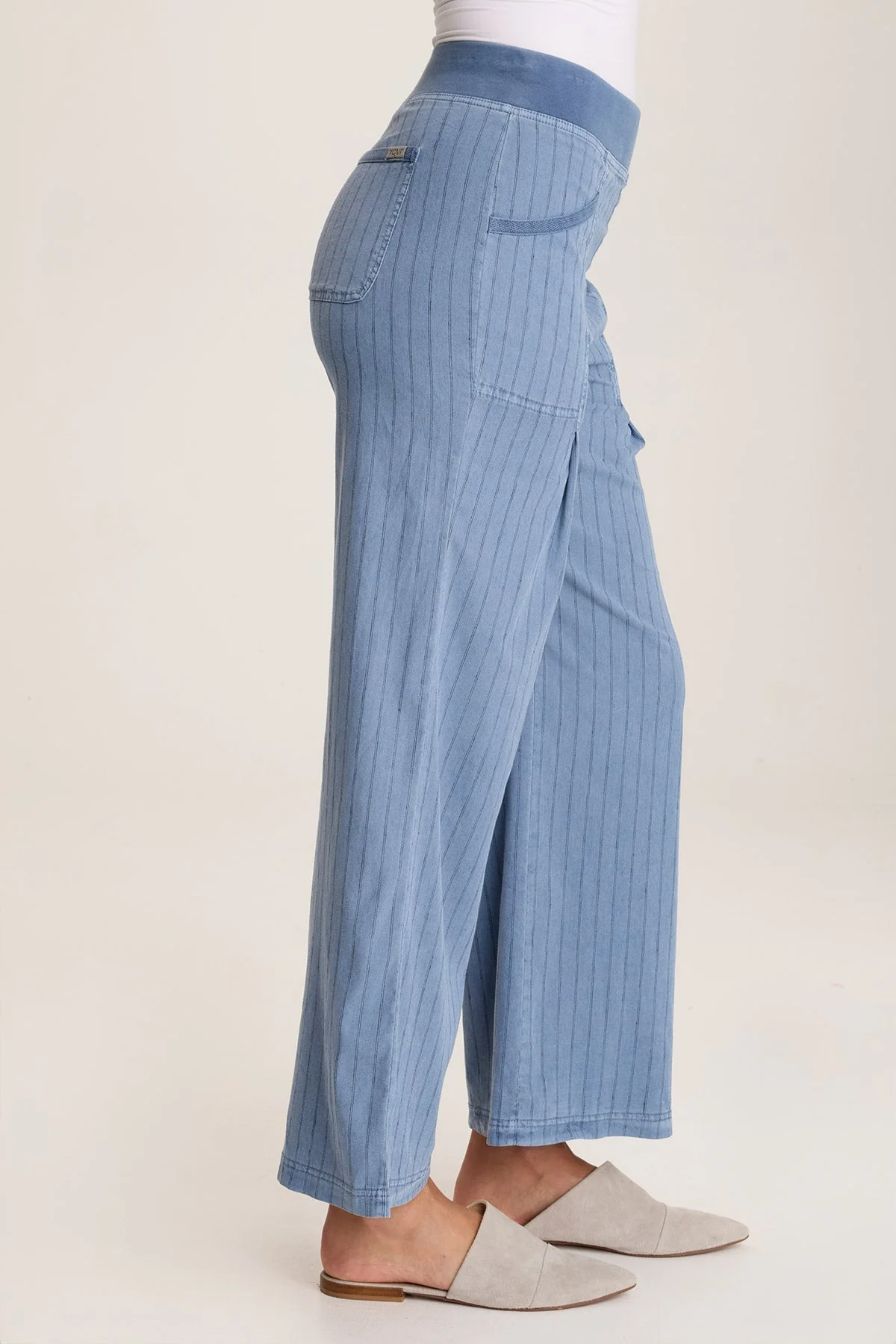 Laughlin Striped Linen Wide Leg Pant - Shopern