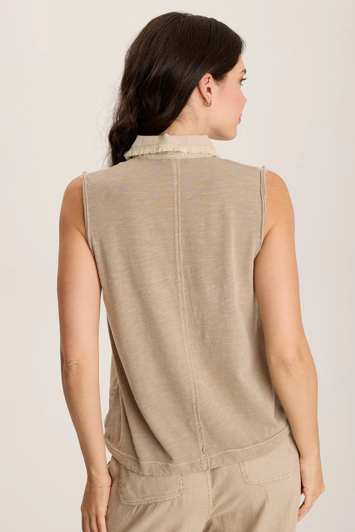 Rein Sleeveless Polo with Snap Front & Cinched Hem - Shopern