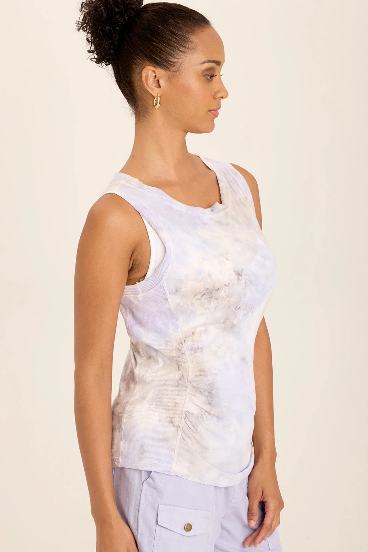 Rexel Jersey Rib Insert Shirred Tank - Shopern