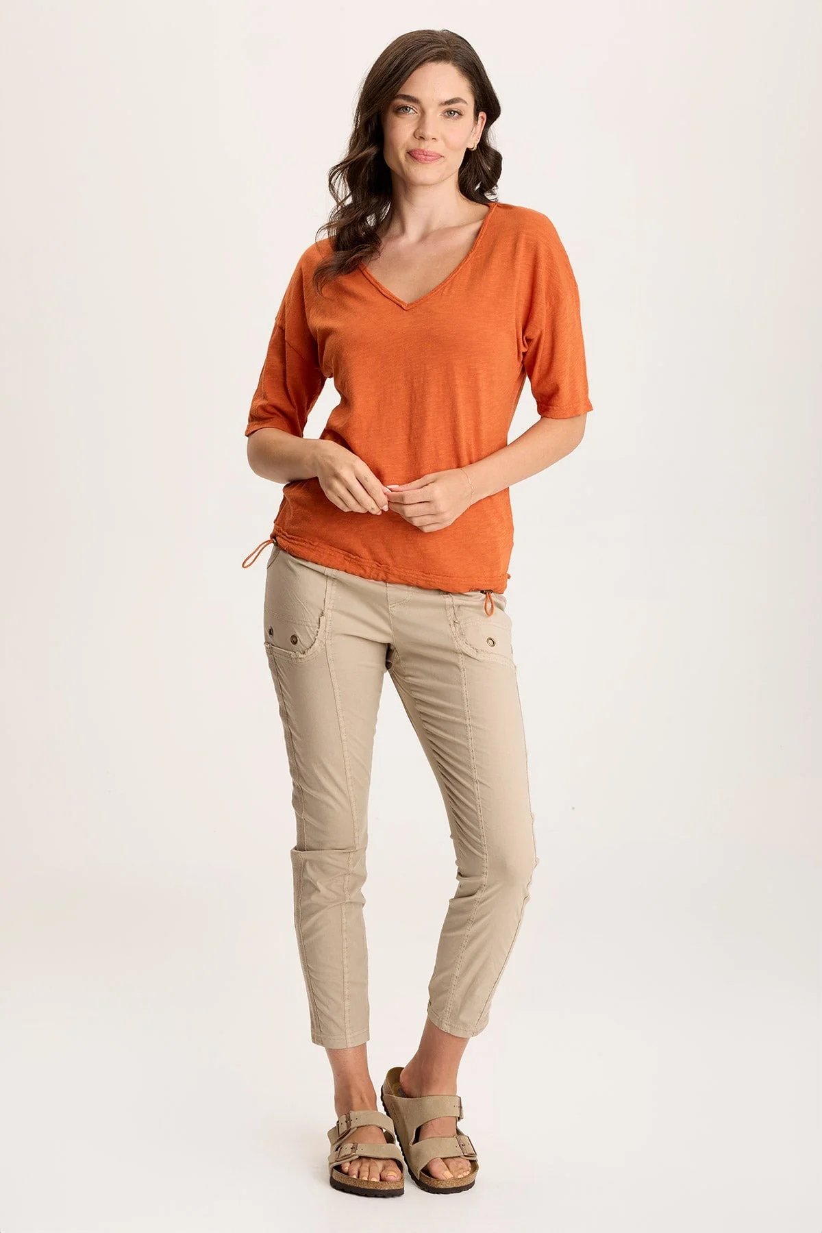 Rajni V-Neck Cinchable Hem Tee - Shopern
