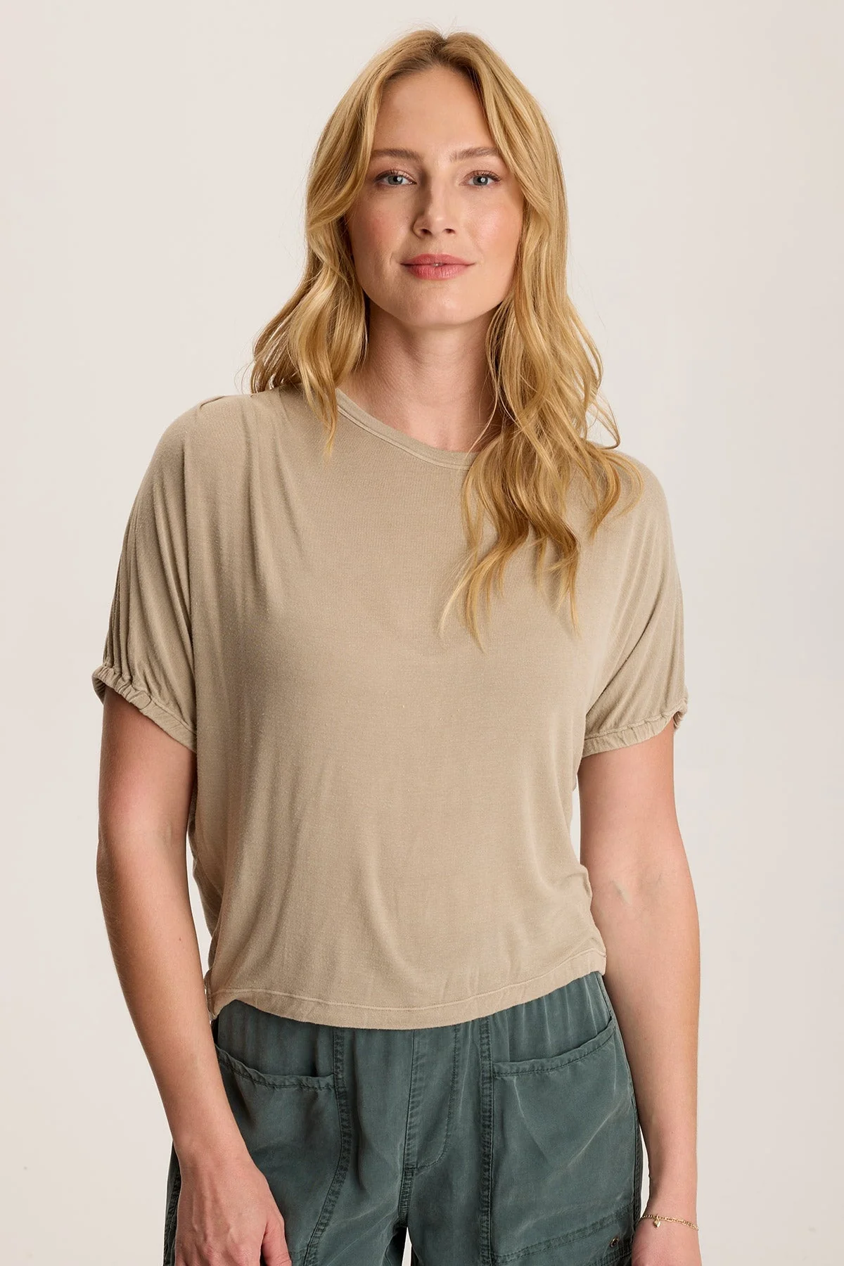 Valensi Soft Jersey Banded Sleeve Tee - Shopern
