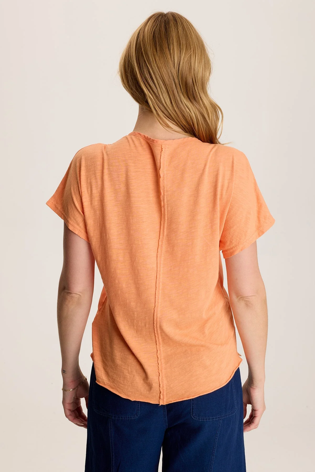 Werner Twill Ruched Cord Relaxed V-Neck Tee - Shopern