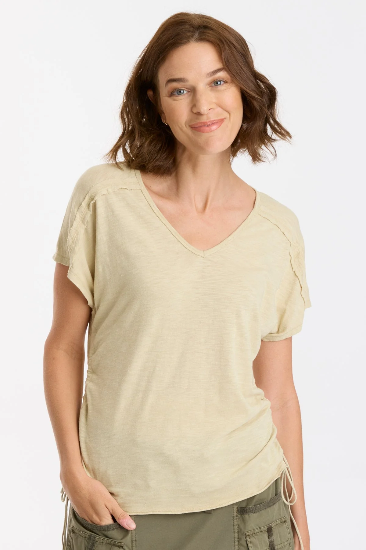 Diggory TeeDiggory Cinched Cord V-Neck Jersey Tee - Shopern