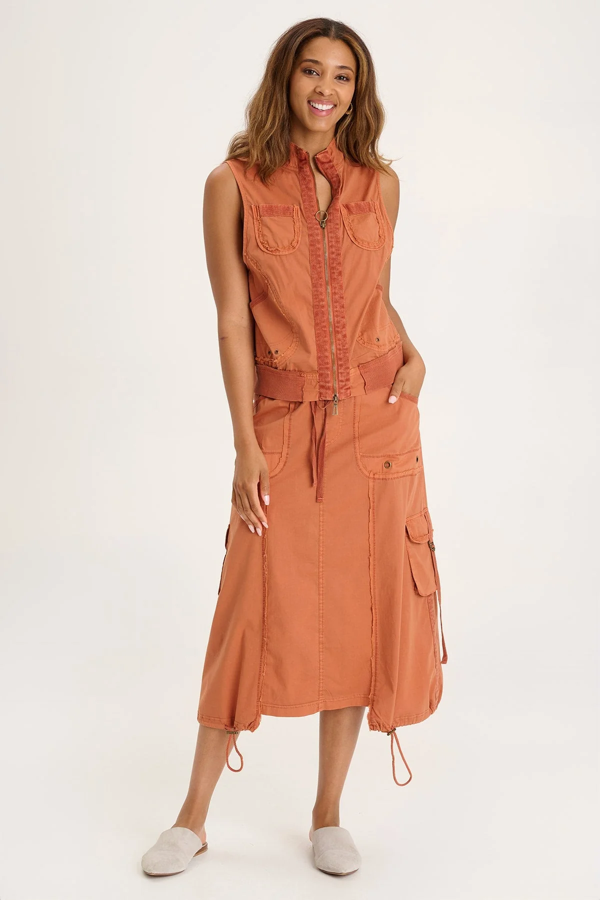 Castalina Poplin Cargo Midi Skirt - Shopern