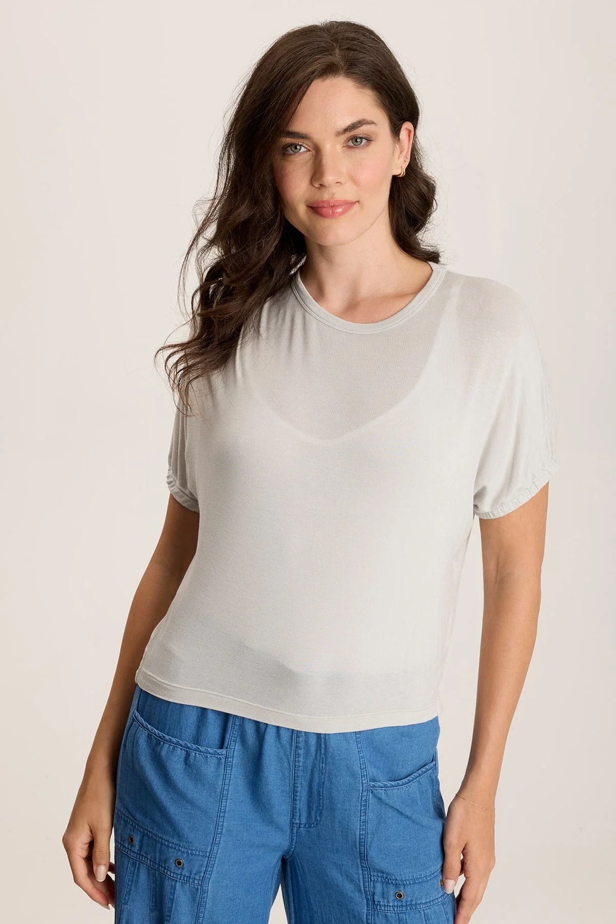 Valensi Soft Jersey Banded Sleeve Tee - Shopern