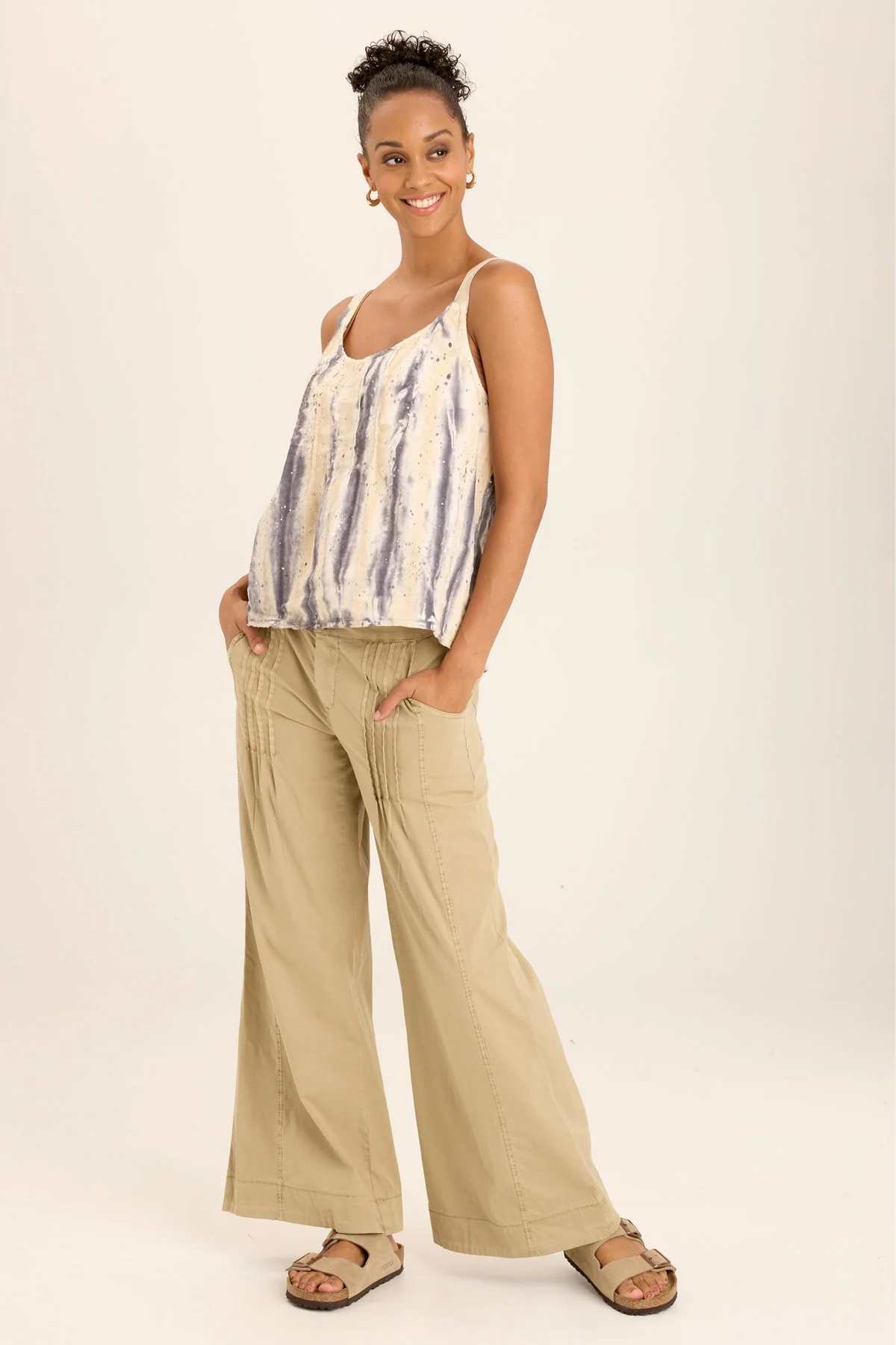 Rebecca Stretch Poplin Pleated Pant - Shopern