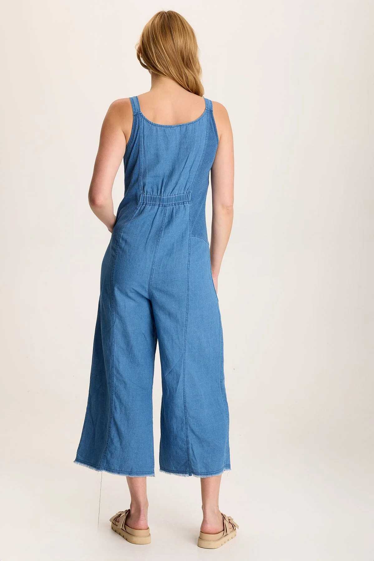 Jalila Mock-Denim Jumpsuit in Indigo Twill - Shopern