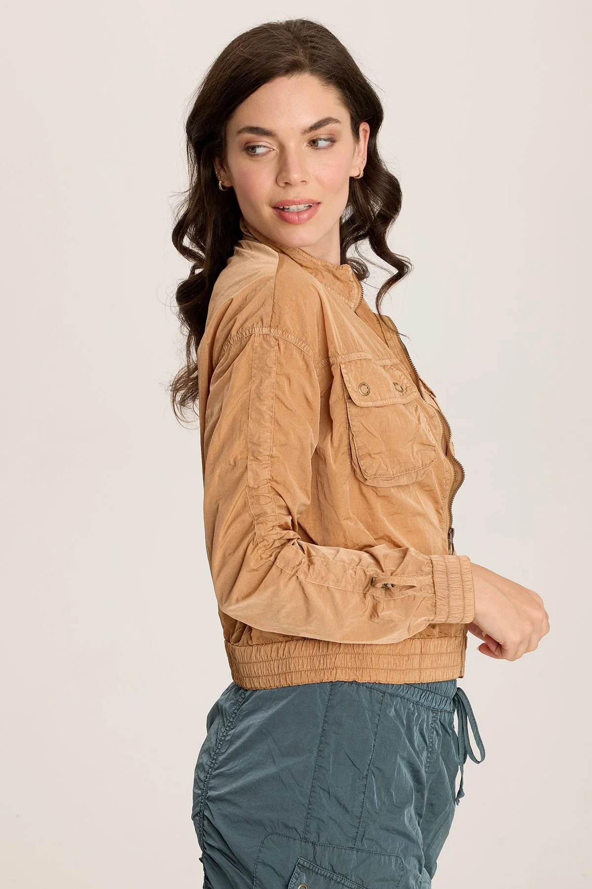 Burris Ruched Athletic Bomber Jacket - Shopern
