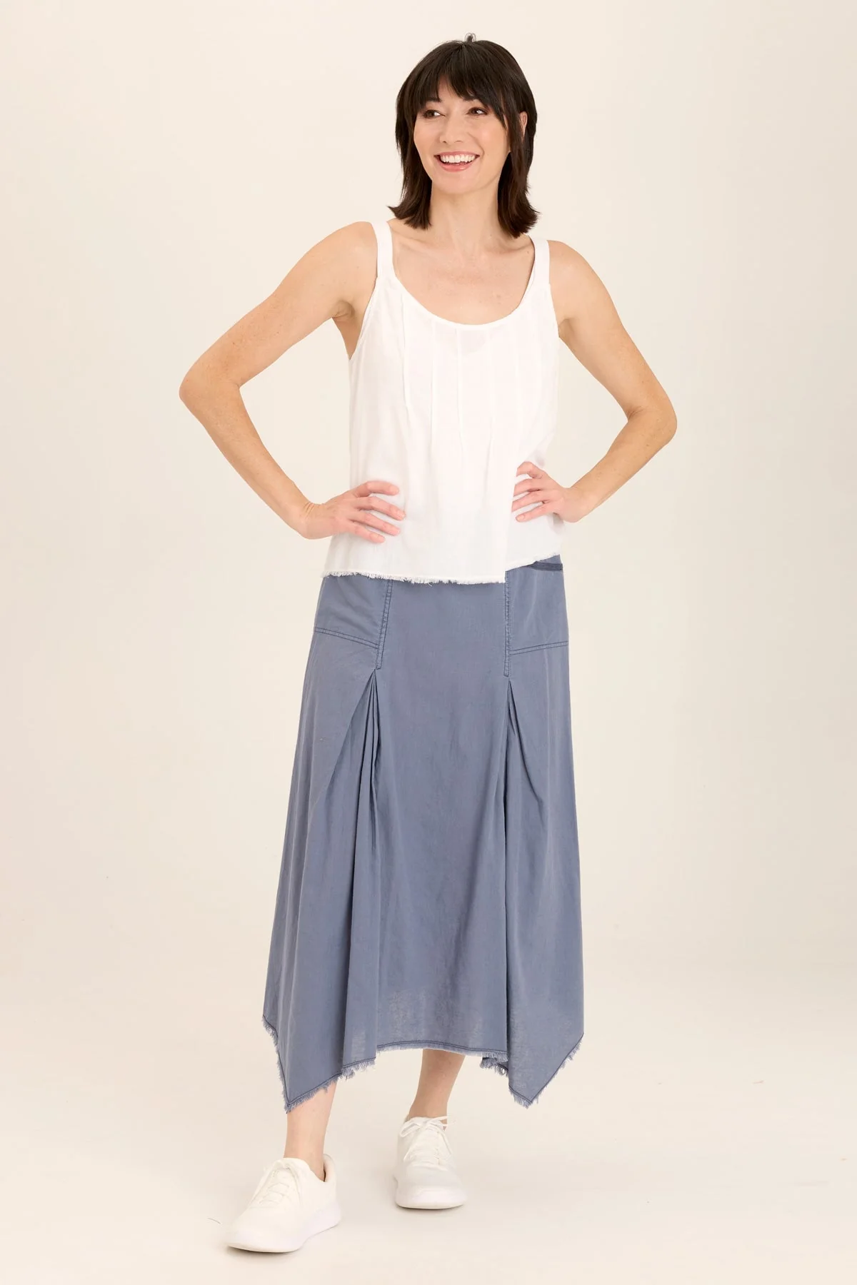 Triste Linen Bohemian Sharkbite Maxi Skirt - Shopern