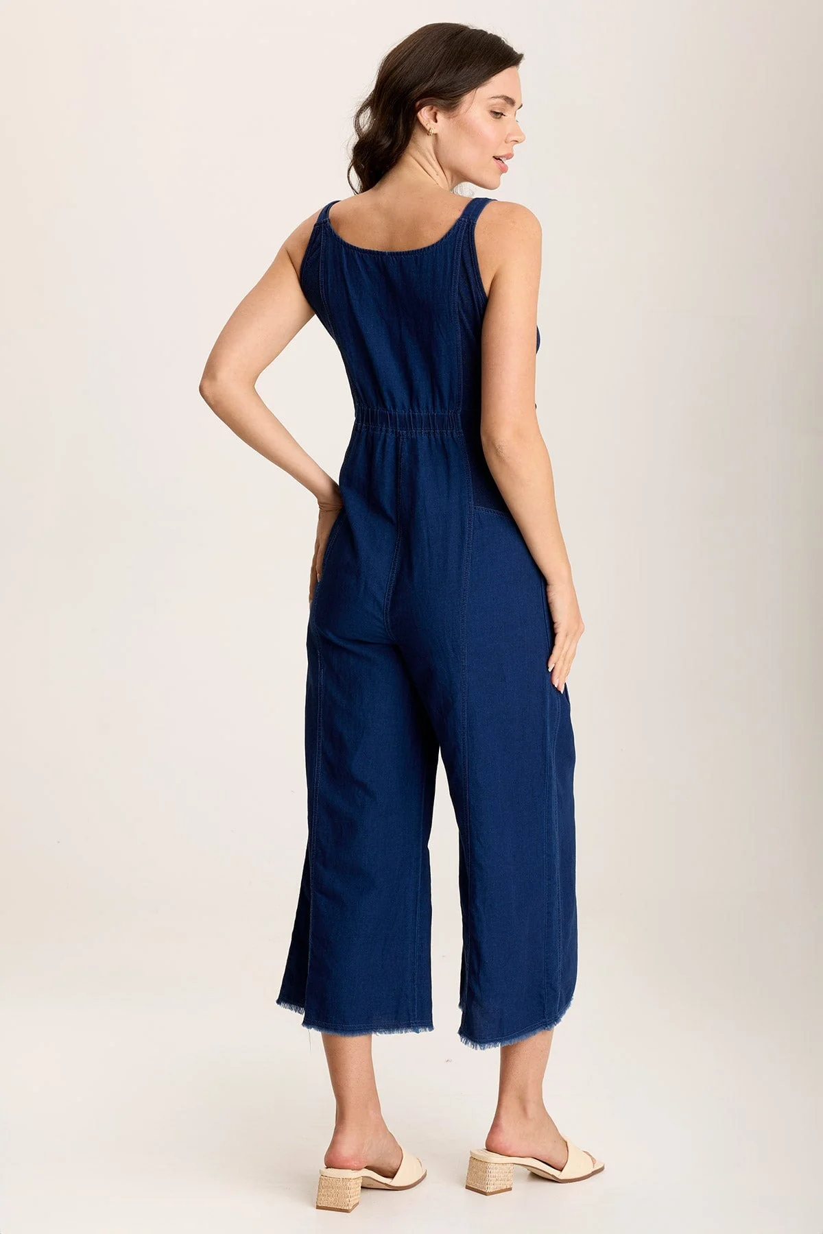 Jalila Mock-Denim Jumpsuit in Indigo Twill - Shopern