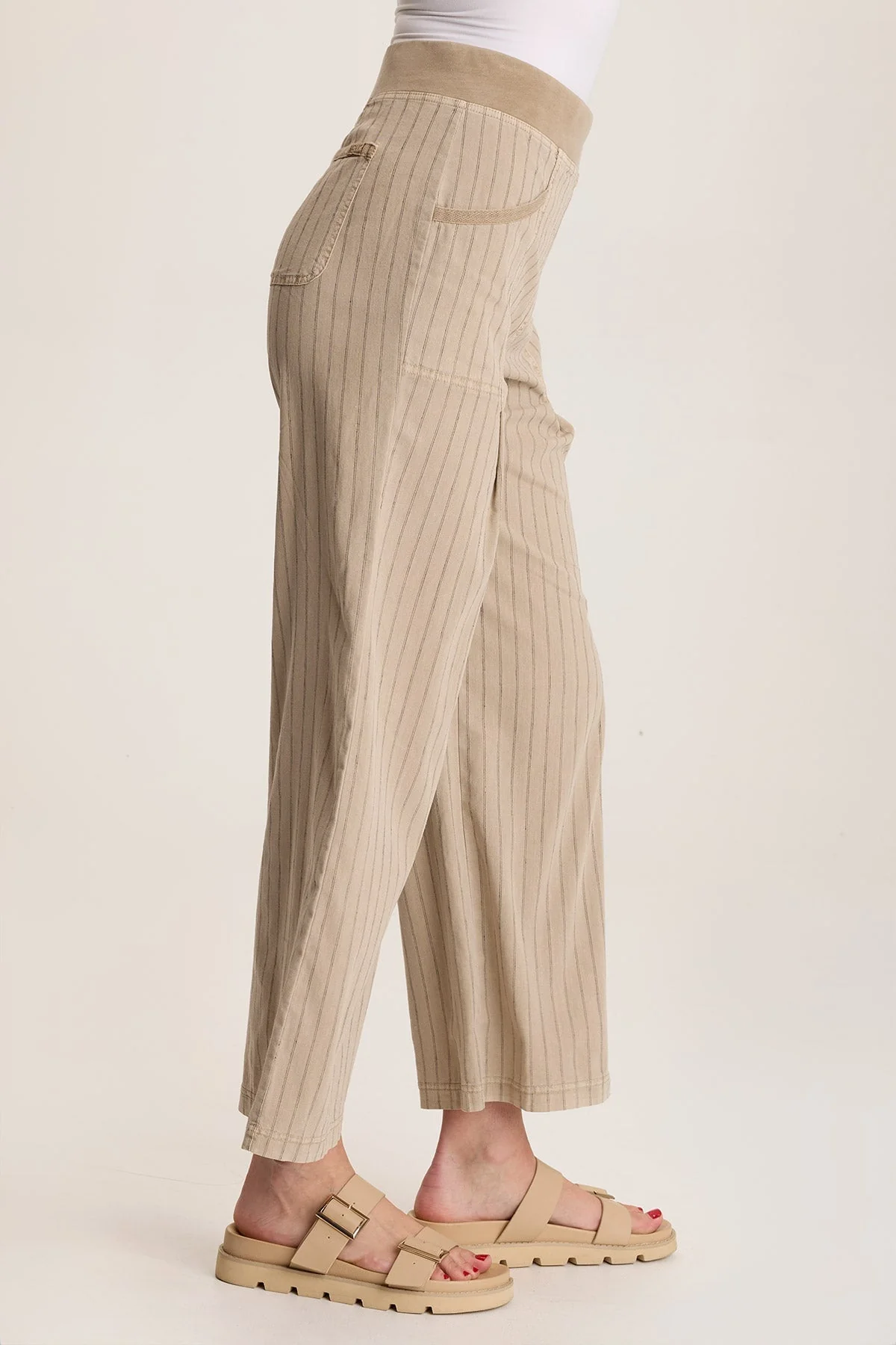 Laughlin Striped Linen Wide Leg Pant - Shopern