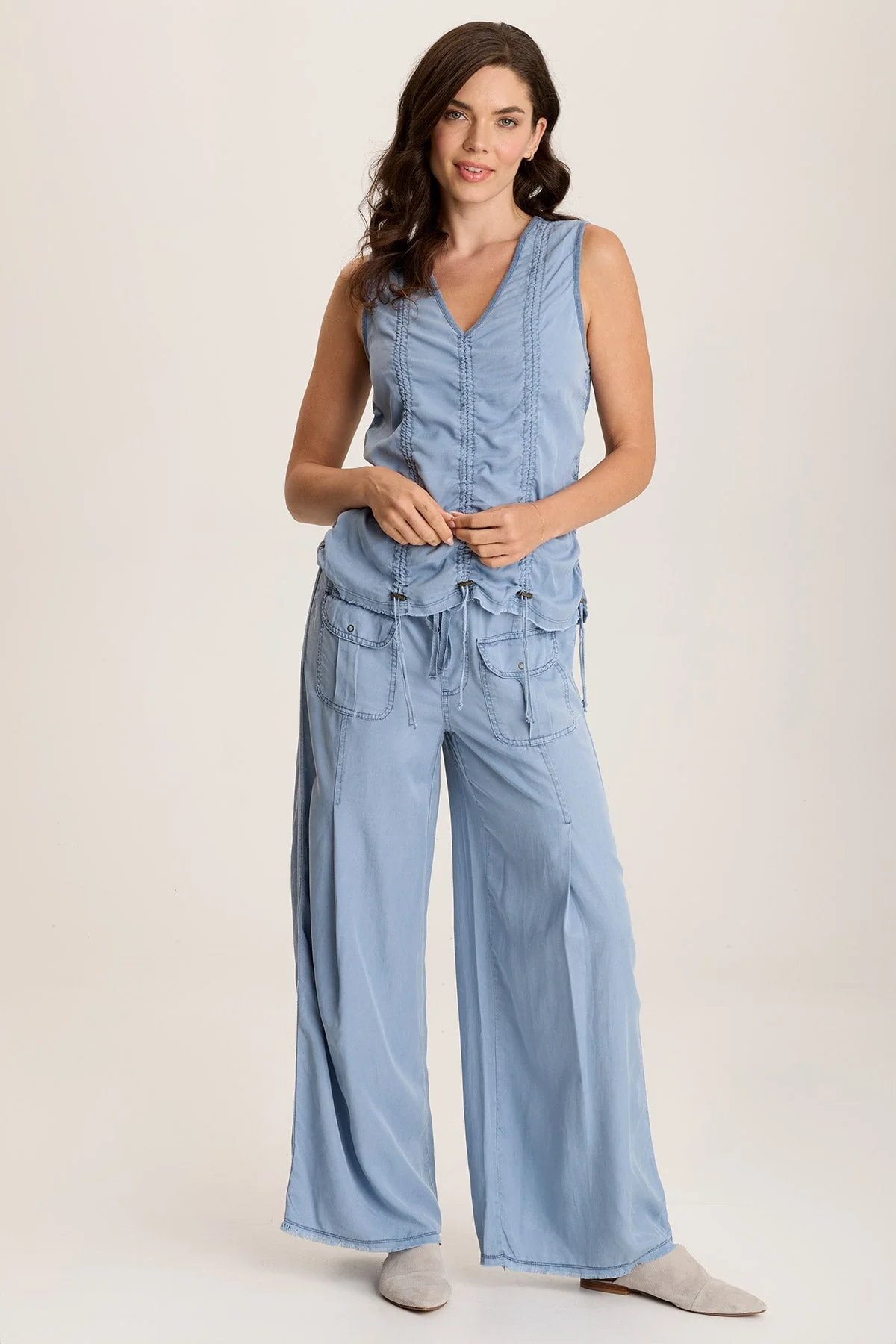 Mitzi Twill Cinched Cord Tank - Shopern