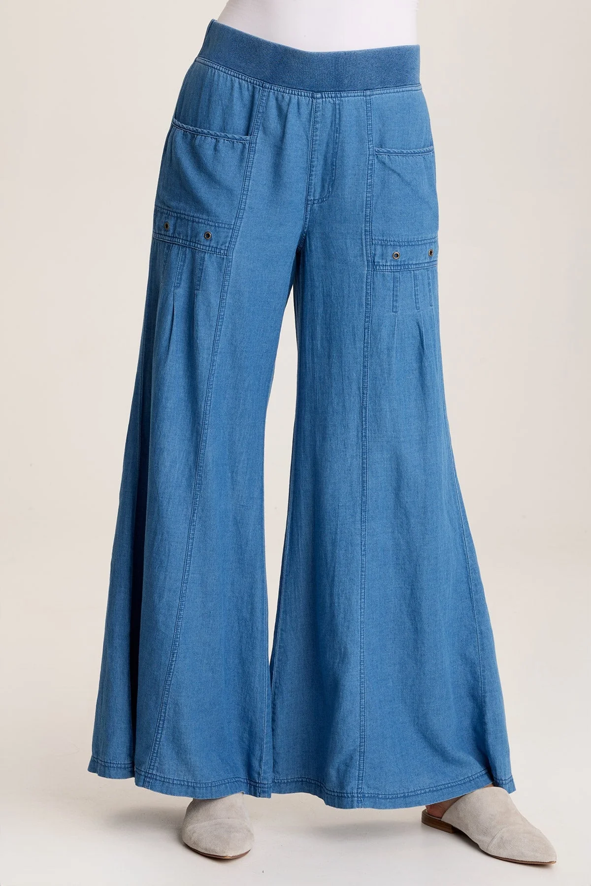 Florentine Mock-Denim Wide-Leg Pant - Shopern