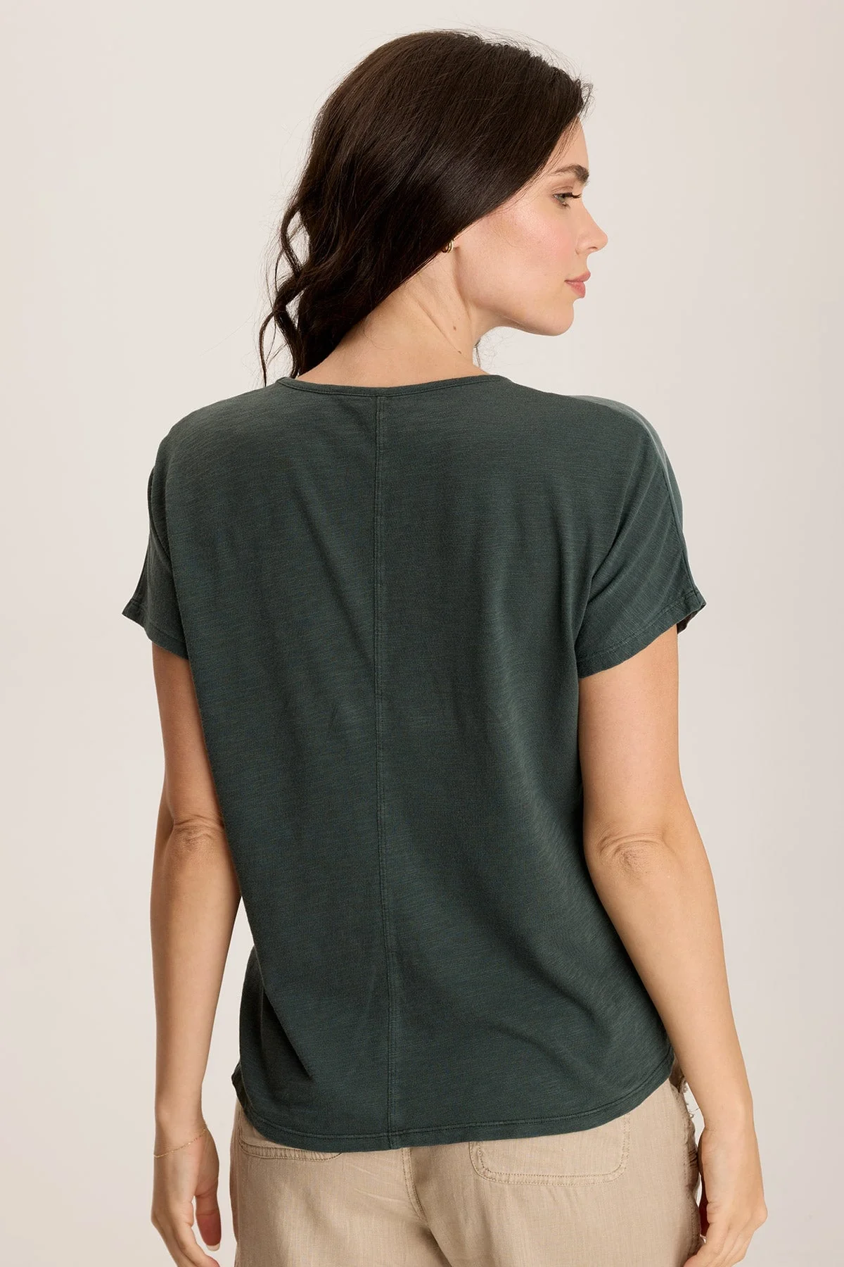 Jolina Twill V-Neck Embroidered Tee - Shopern
