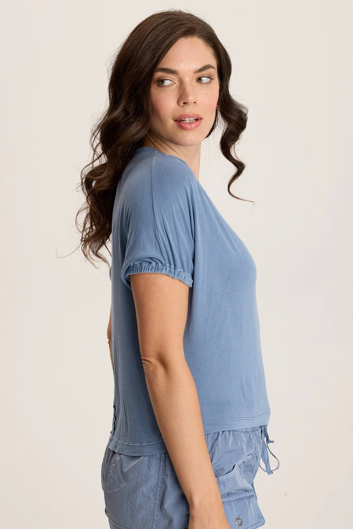 Valensi Soft Jersey Banded Sleeve Tee - Shopern