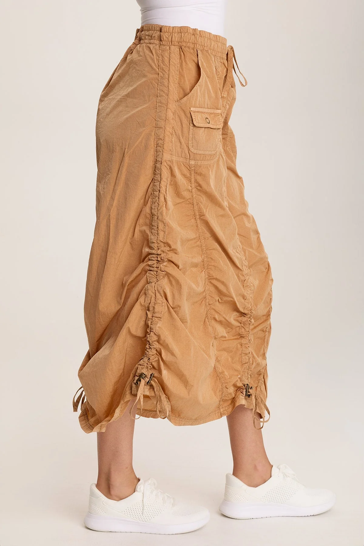 Zeno Ruched Sporty Cargo Midi Skirt - Shopern