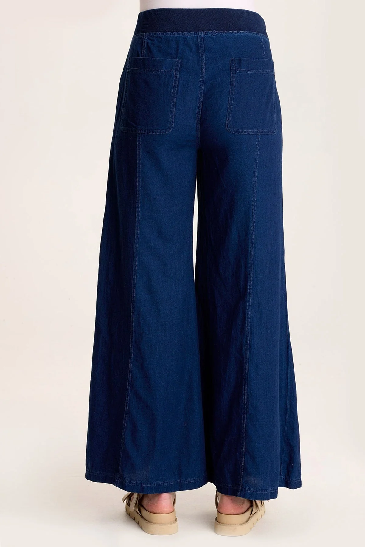 Florentine Mock-Denim Wide-Leg Pant - Shopern