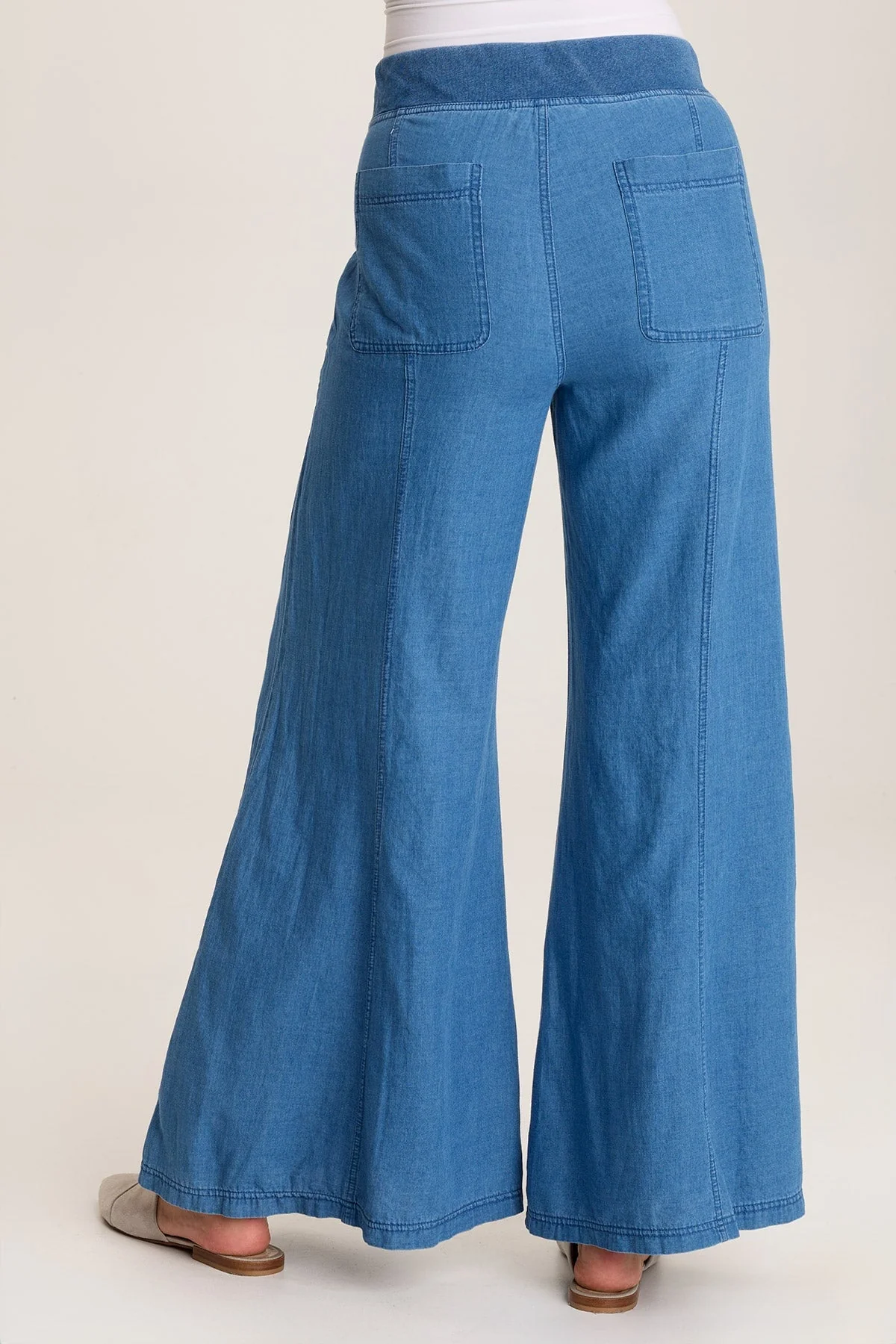 Florentine Mock-Denim Wide-Leg Pant - Shopern