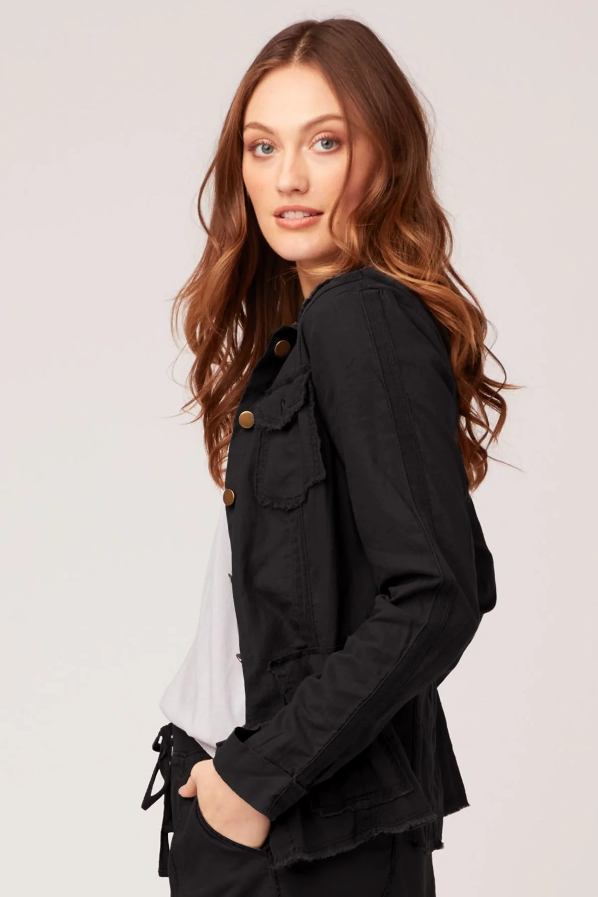 Cotton Linen Raw Edge Safari Jacket - Shopern