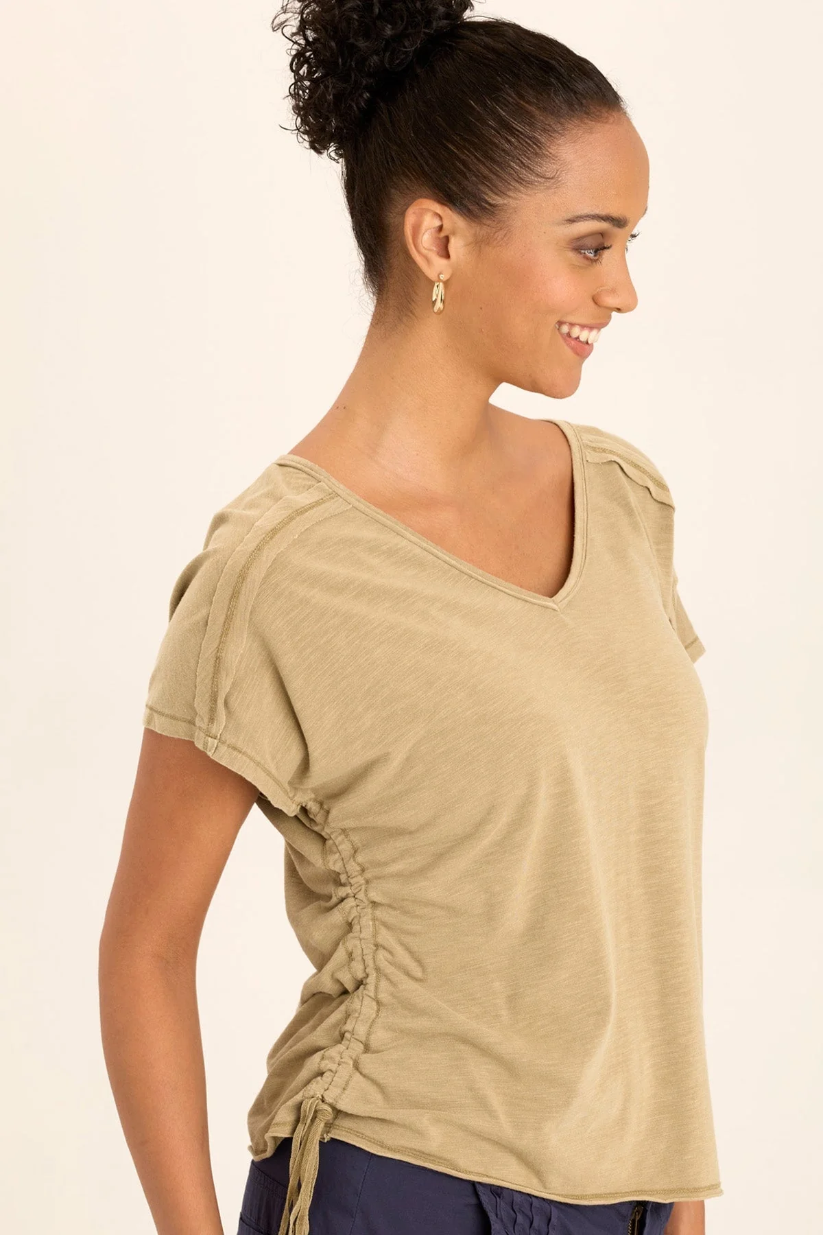 Diggory Cinched Cord V-Neck Jersey Tee - Shopern