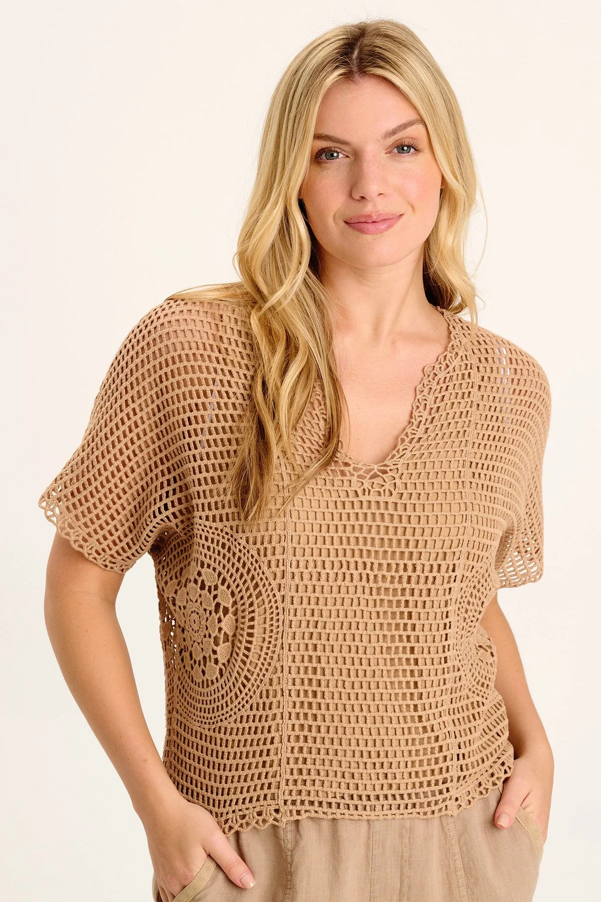 Centre Crochet Layered Top - Shopern