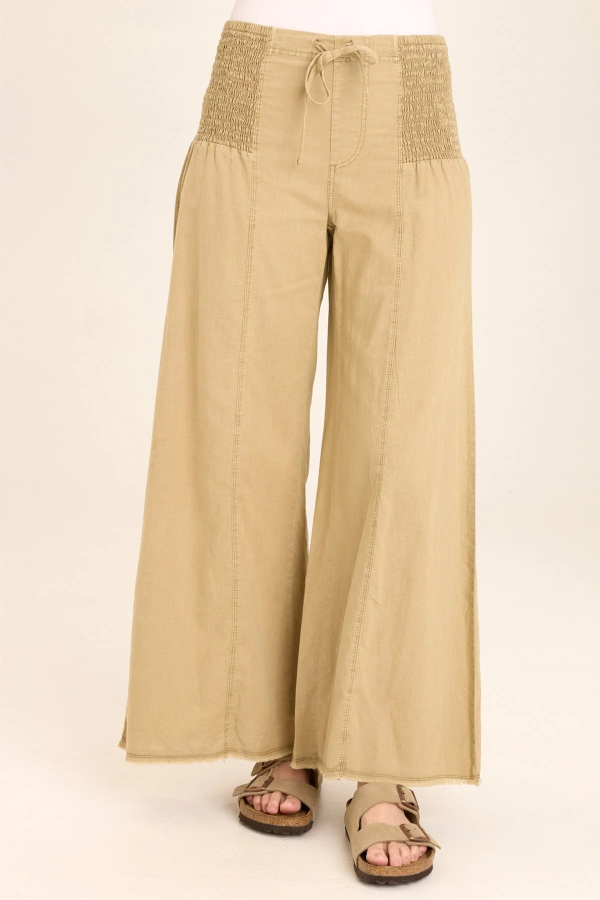 Kaj Wide Leg Cotton Linen Flare Pant - Shopern