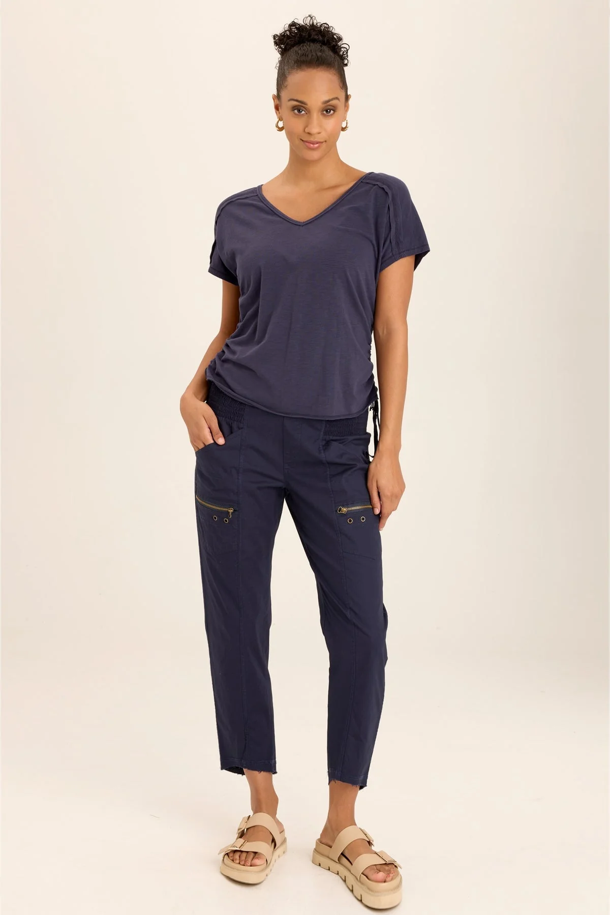 Diggory Cinched Cord V-Neck Jersey Tee - Shopern