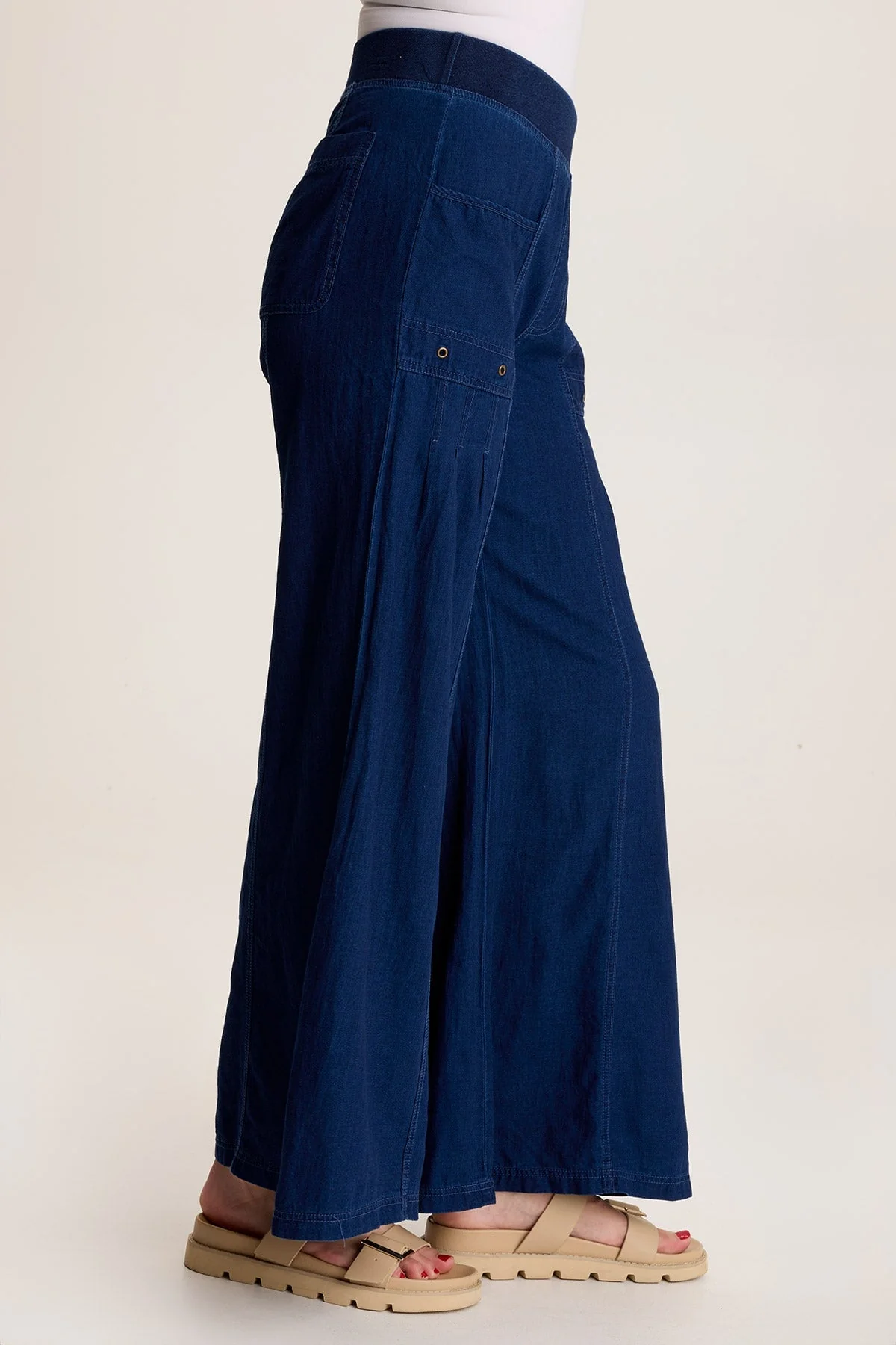 Florentine Mock-Denim Wide-Leg Pant - Shopern