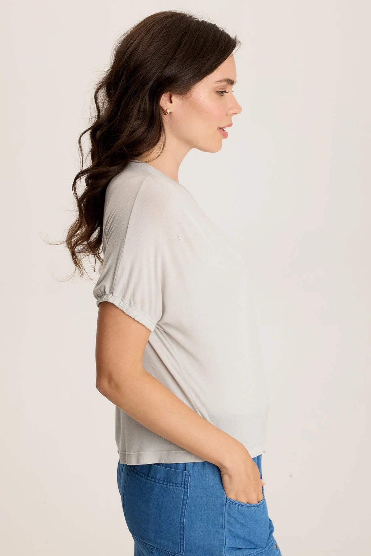 Valensi Soft Jersey Banded Sleeve Tee - Shopern