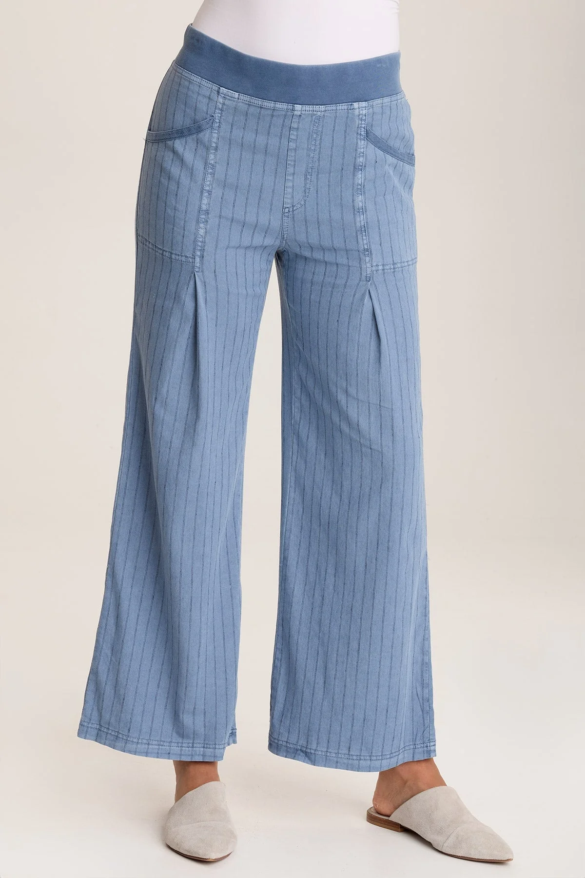 Laughlin Striped Linen Wide Leg Pant - Shopern