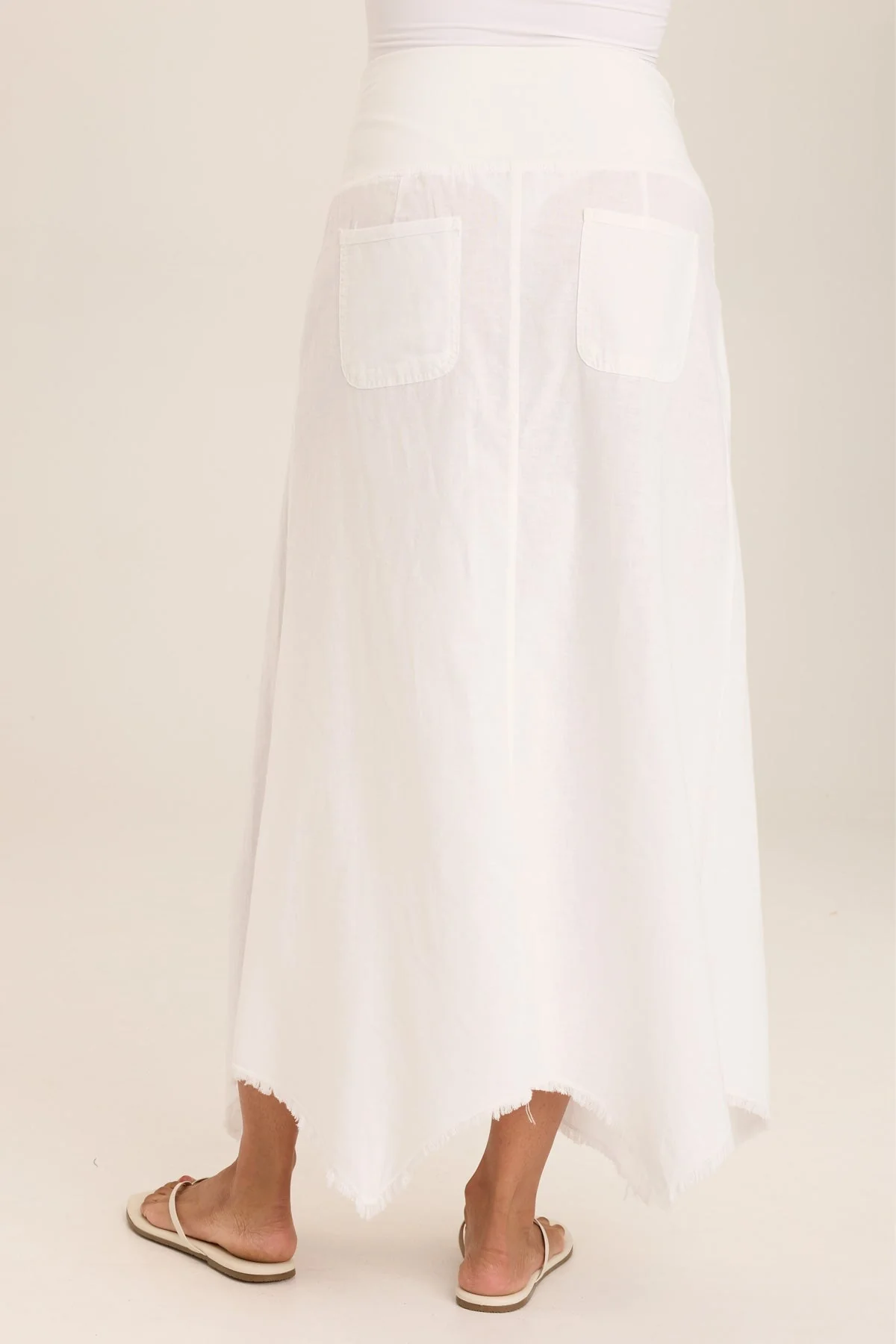 Triste Linen Bohemian Sharkbite Maxi Skirt - Shopern