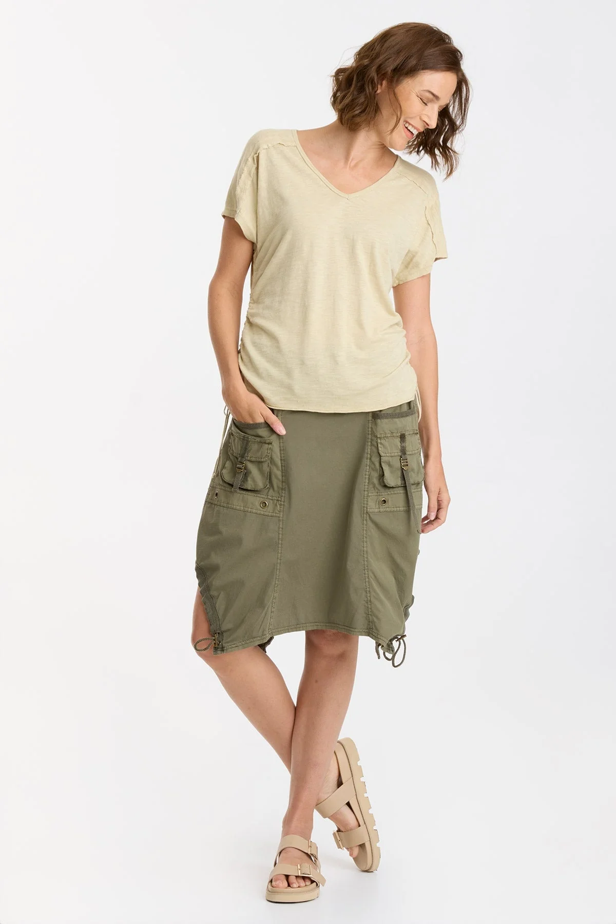 Diggory TeeDiggory Cinched Cord V-Neck Jersey Tee - Shopern