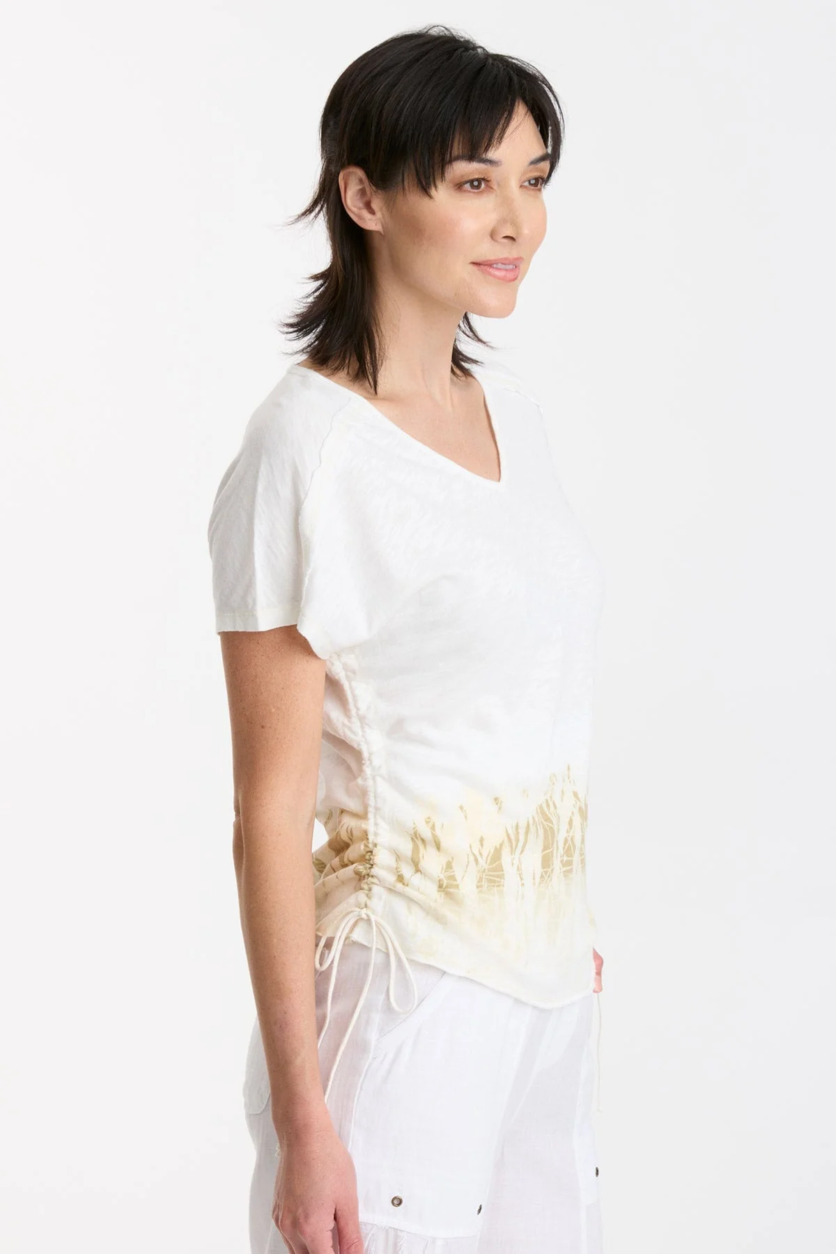 Diggory Cinched Cord V-Neck Jersey Tee - Shopern