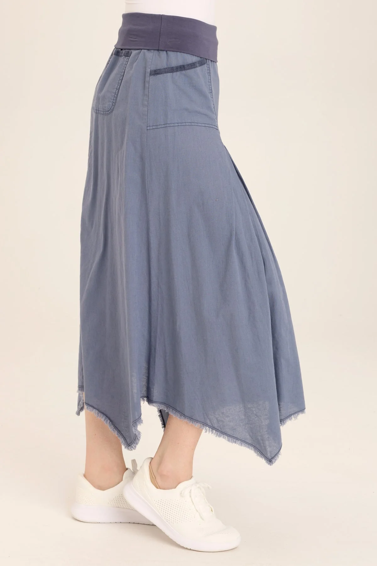 Triste Linen Bohemian Sharkbite Maxi Skirt - Shopern