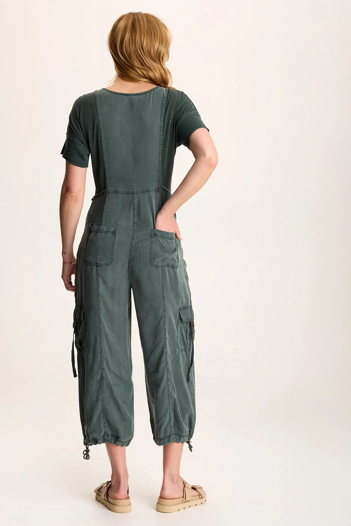 Naveen Short Sleeve Twill Banded Jumpsuit - Shopern