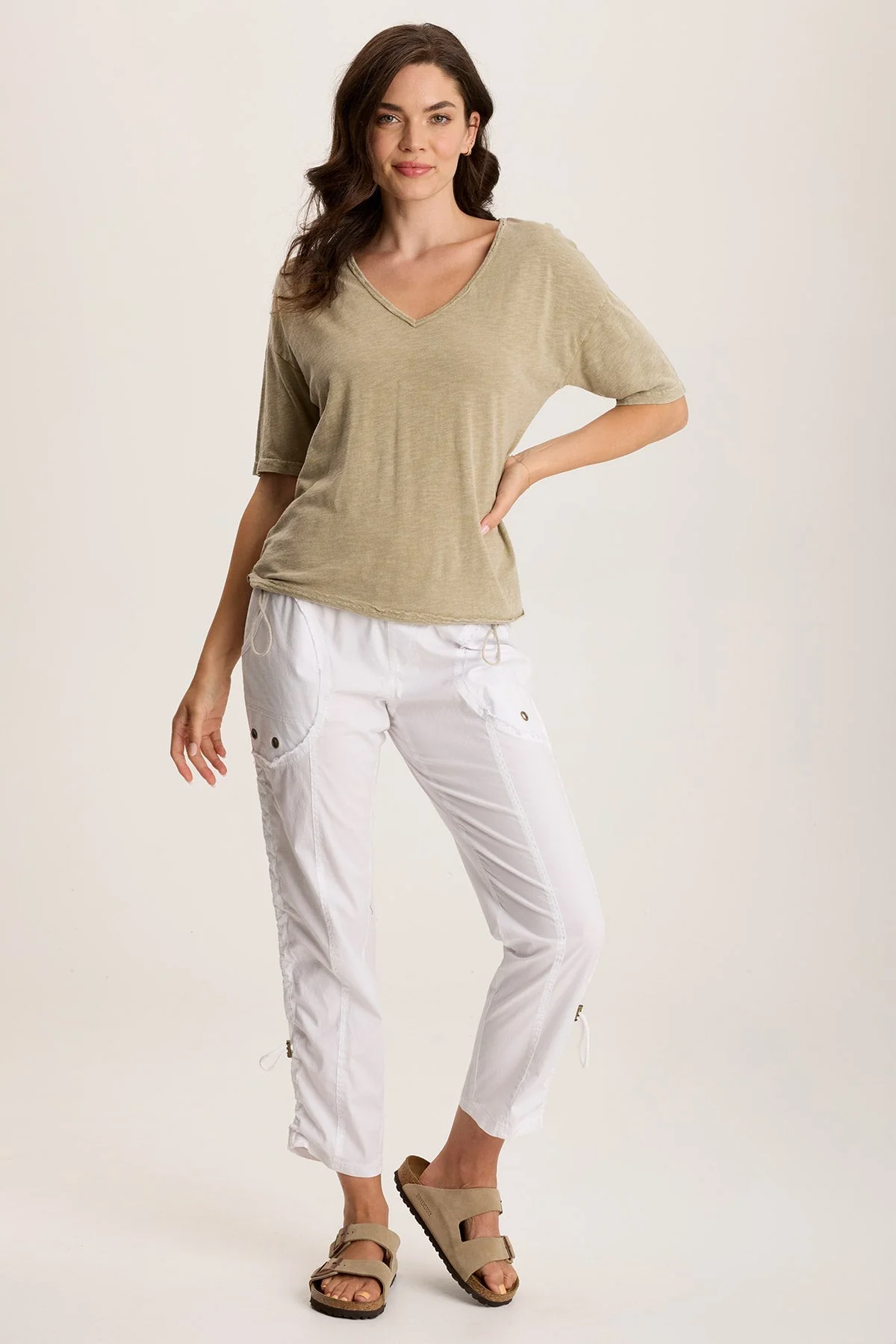Rajni V-Neck Cinchable Hem Tee - Shopern