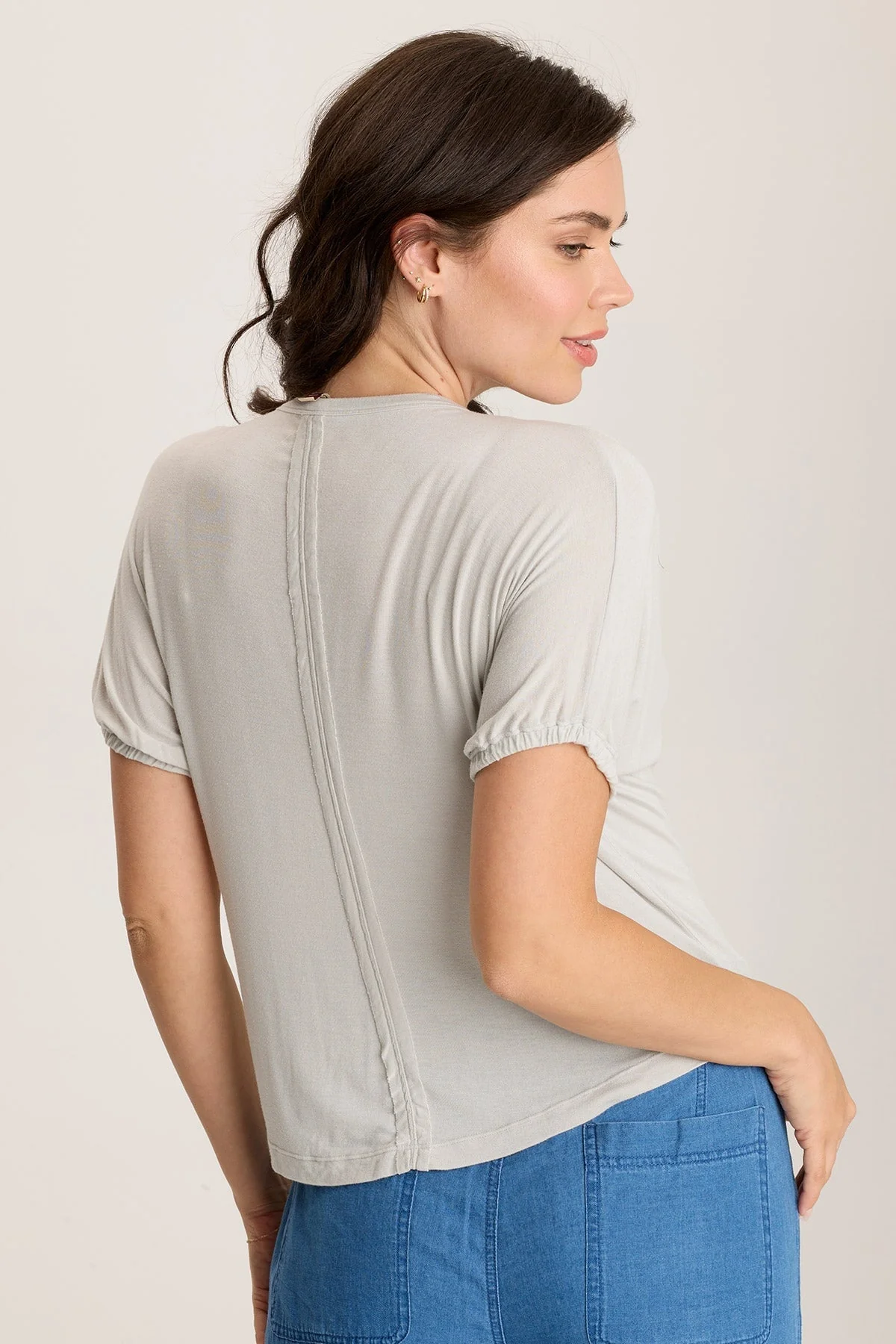 Valensi Soft Jersey Banded Sleeve Tee - Shopern