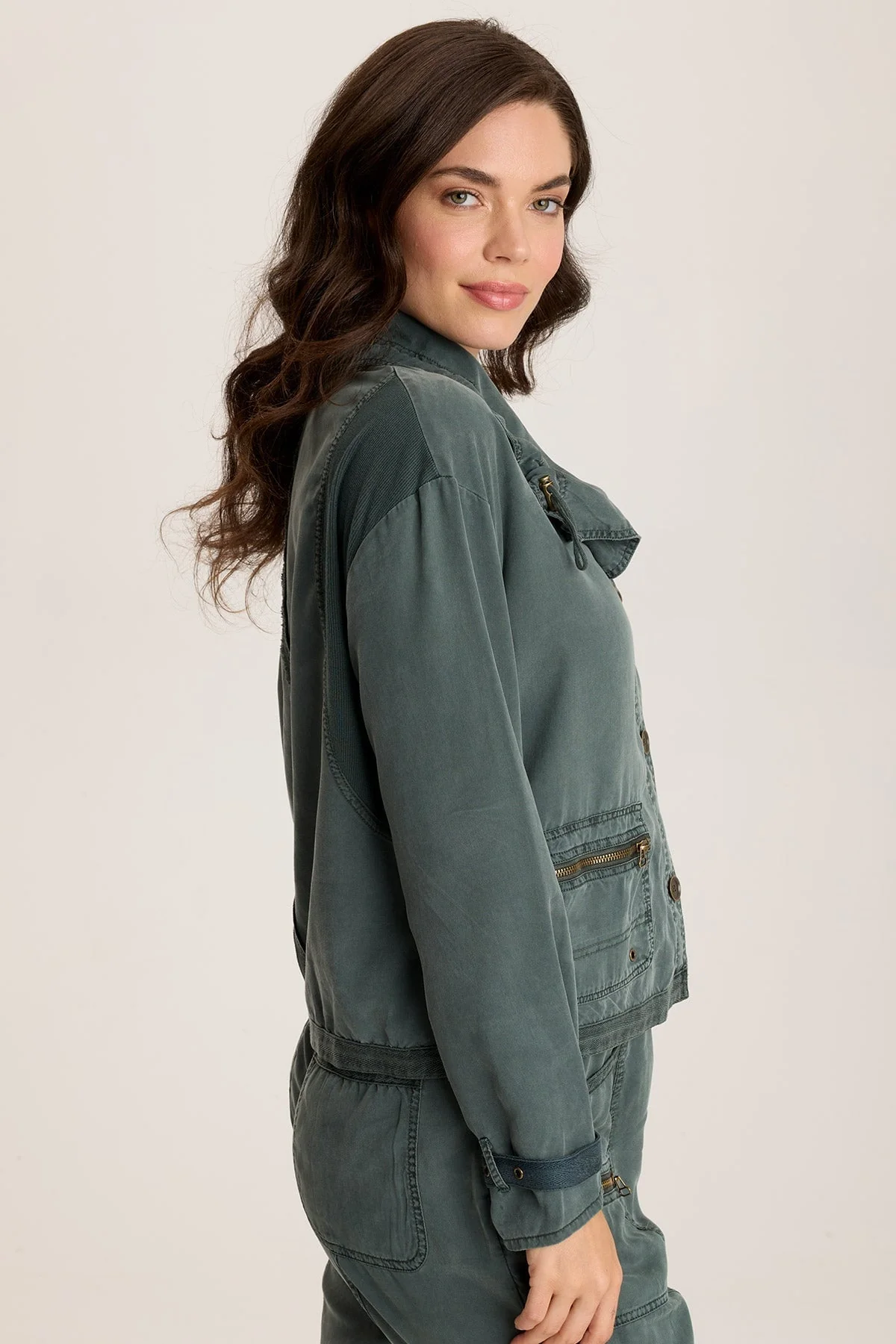 Oziel Twill Utility Jacket with Drawstring Collar - Shopern