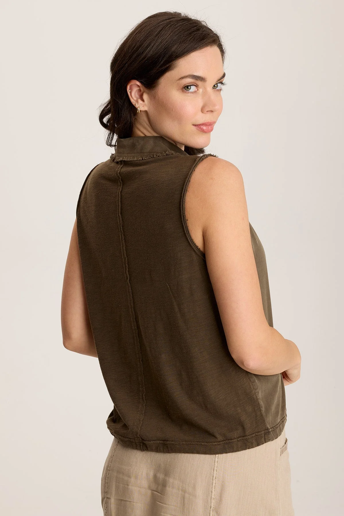 Rein Sleeveless Polo with Snap Front & Cinched Hem - Shopern