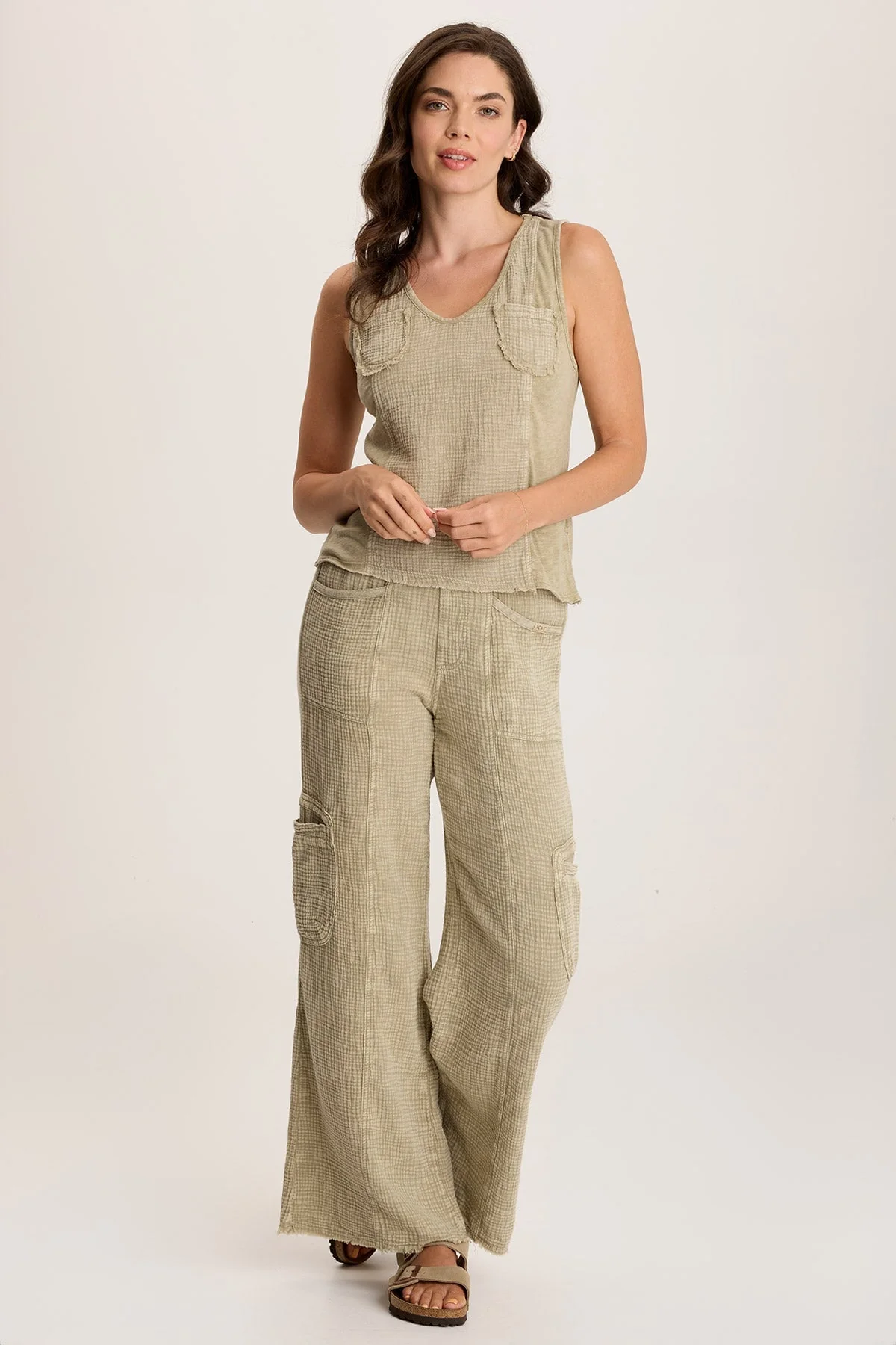 Kirkley Gauze/Jersey V-Neck Tank - Shopern