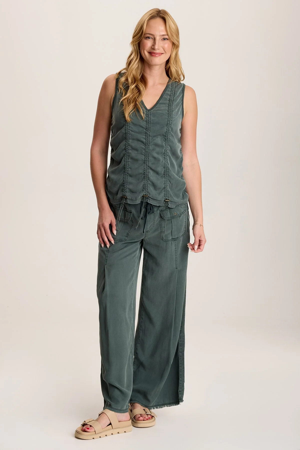 Mitzi Twill Cinched Cord Tank - Shopern