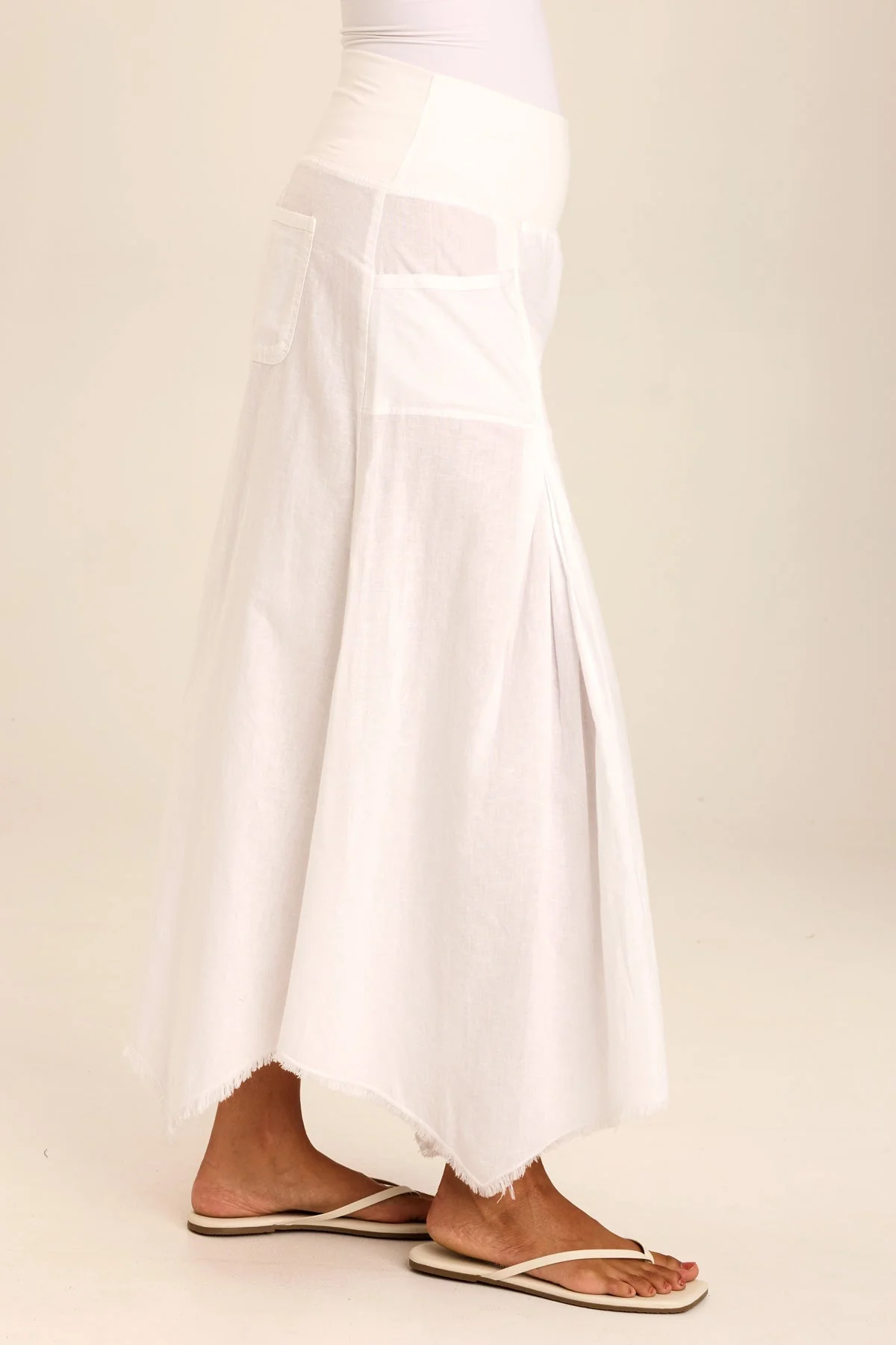 Triste Linen Bohemian Sharkbite Maxi Skirt - Shopern