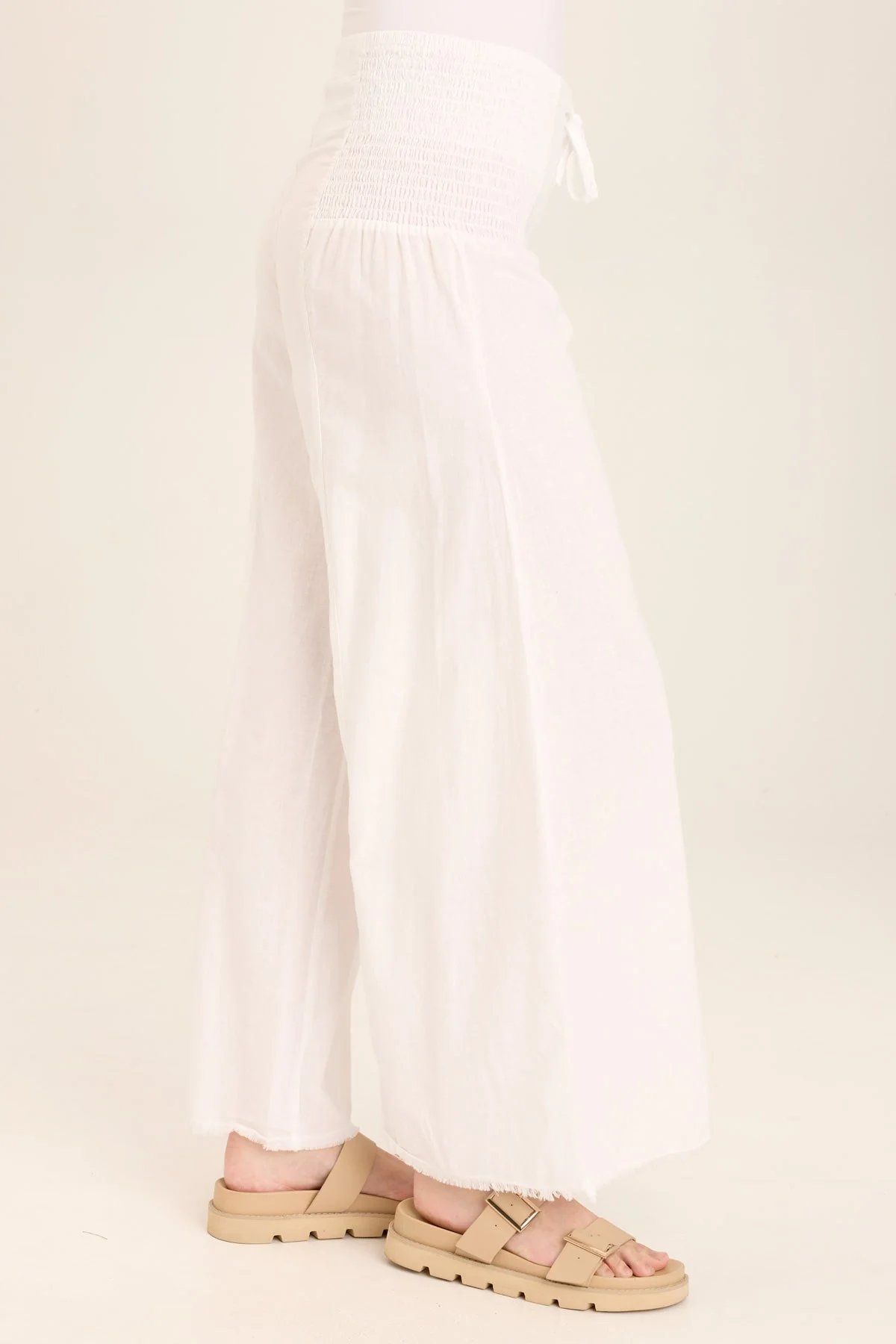 Kaj Wide Leg Cotton Linen Flare Pant - Shopern