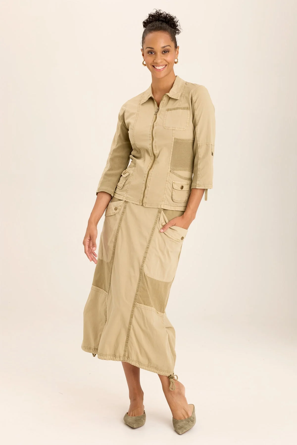 Wexel Poplin/Stretch Rib Fitted Cargo Jacket - Shopern